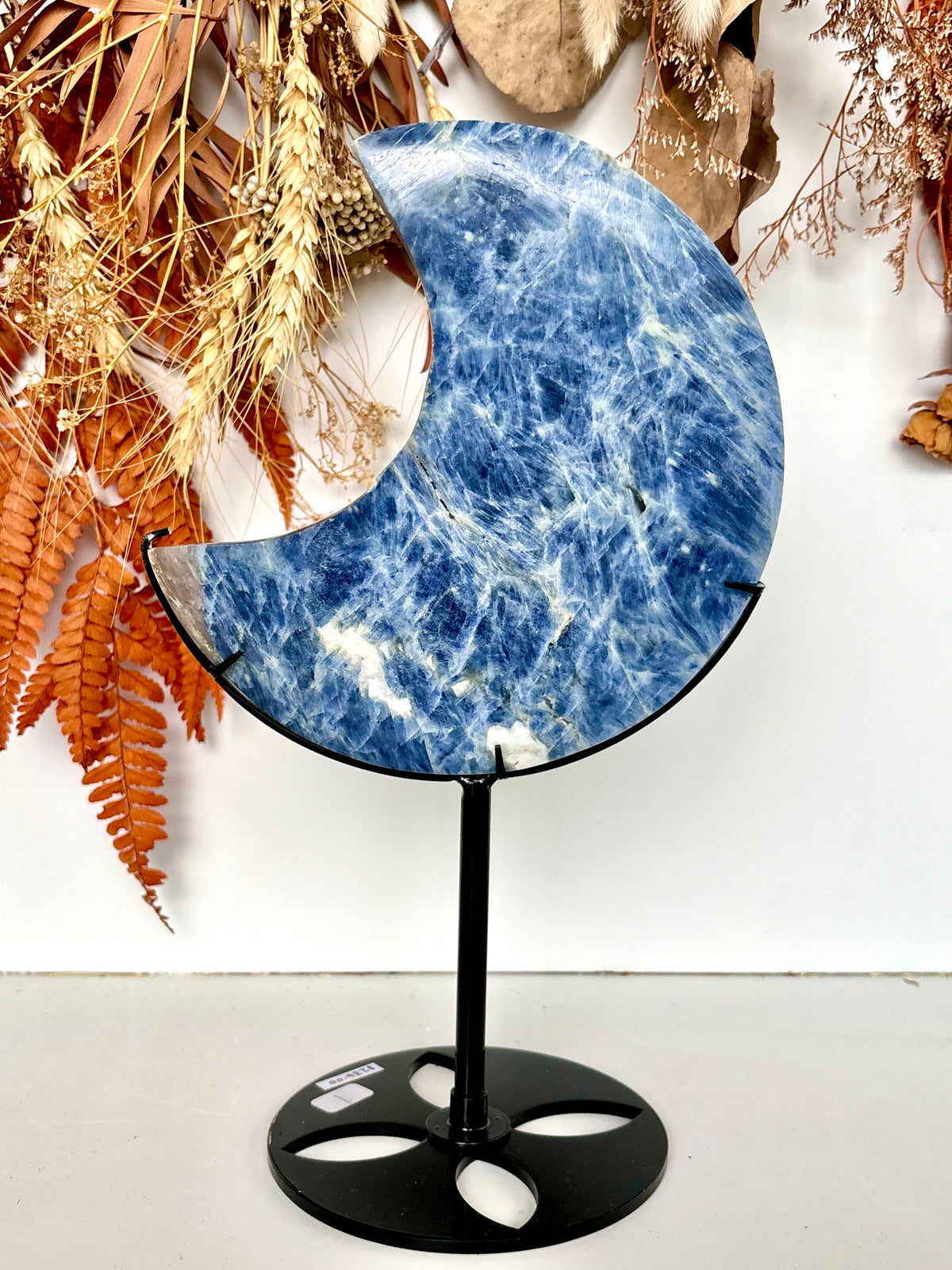 Blue Kyanite Large Moon on Black Stand