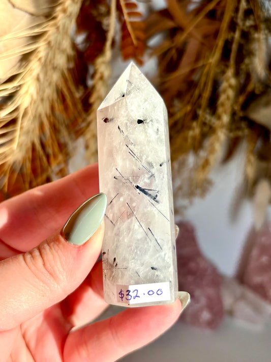 Black Tourmaline in Quartz Point