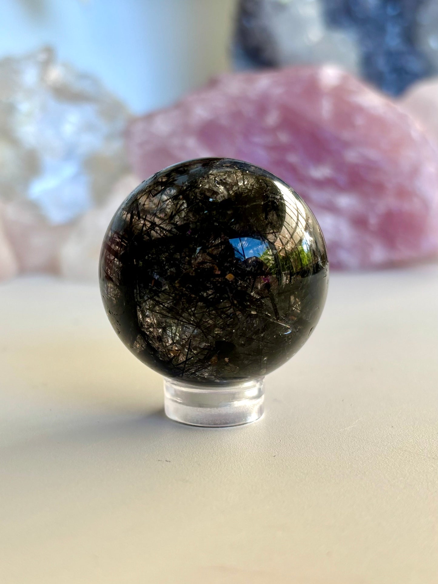 Black Tourmaline in Quartz Sphere