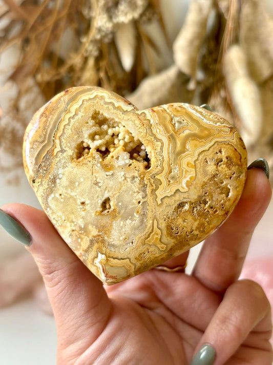 Golden Lace Agate Heart (A)