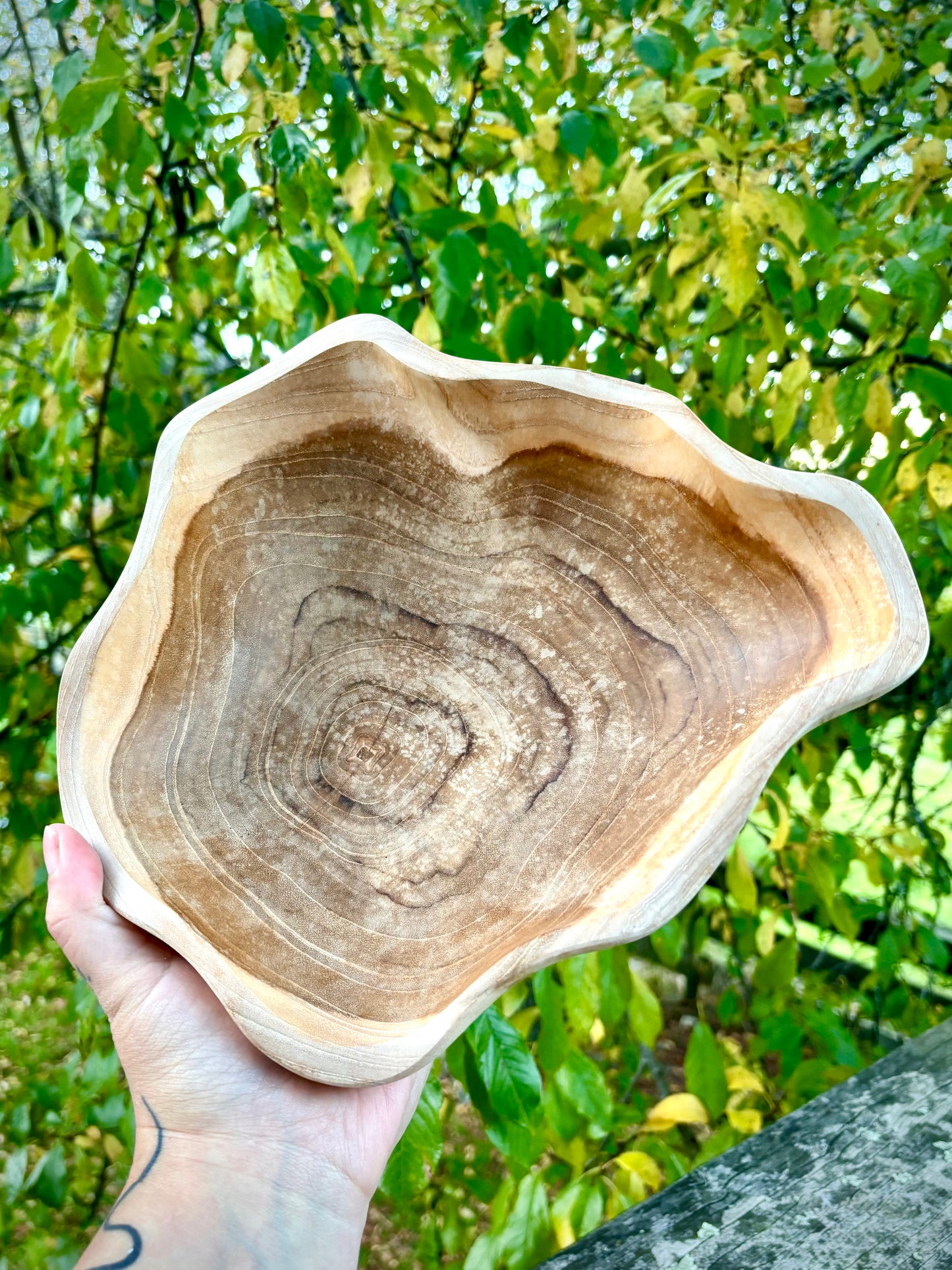 Large Waves Wood Bowl - Bali