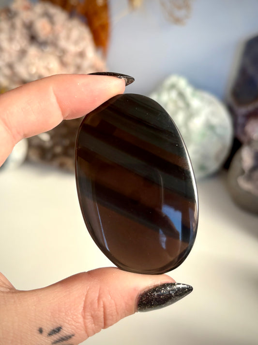 Midnight Lace Obsidian Palm Stone