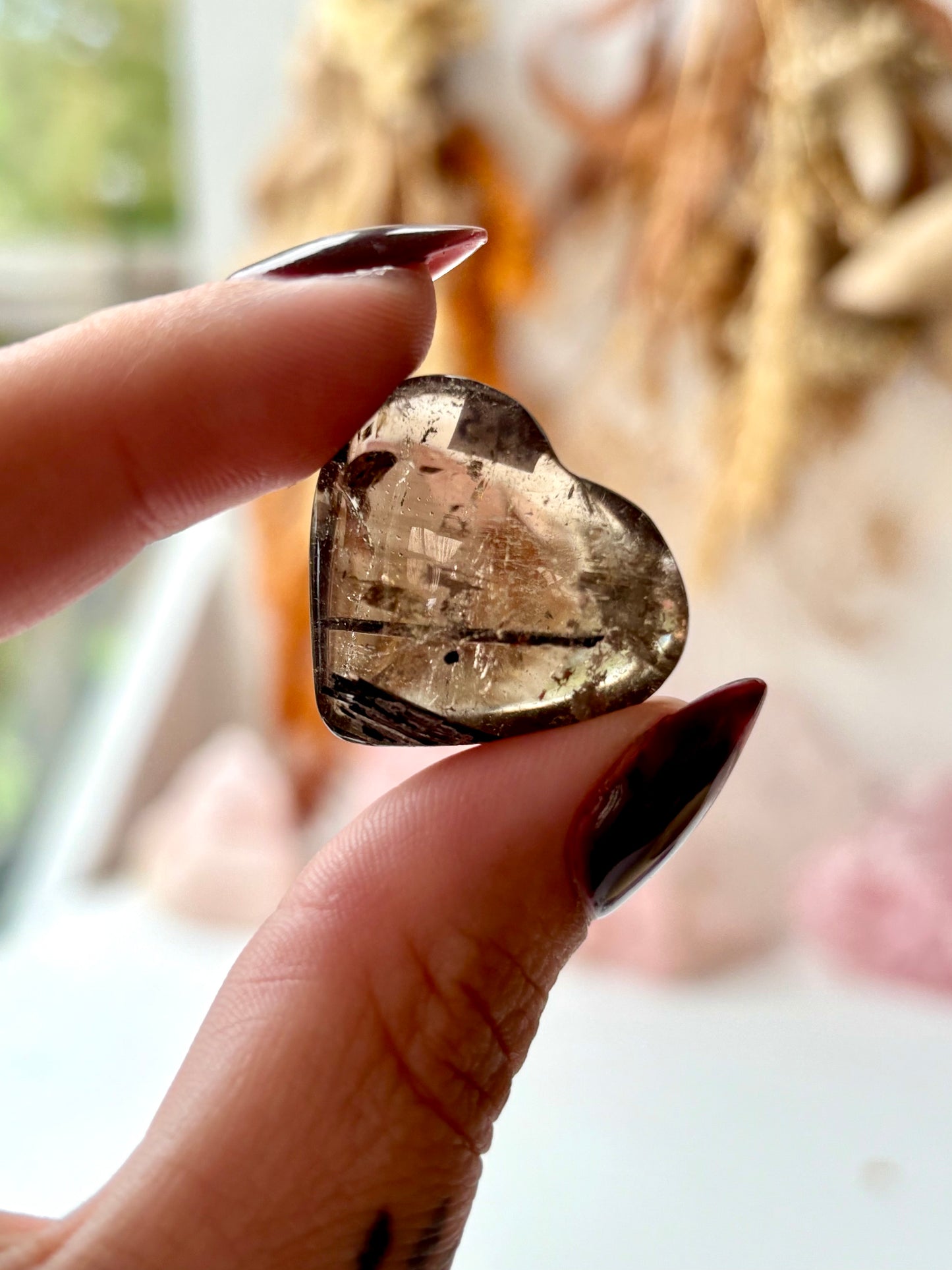 Tourmalinated Smoky Quartz Heart