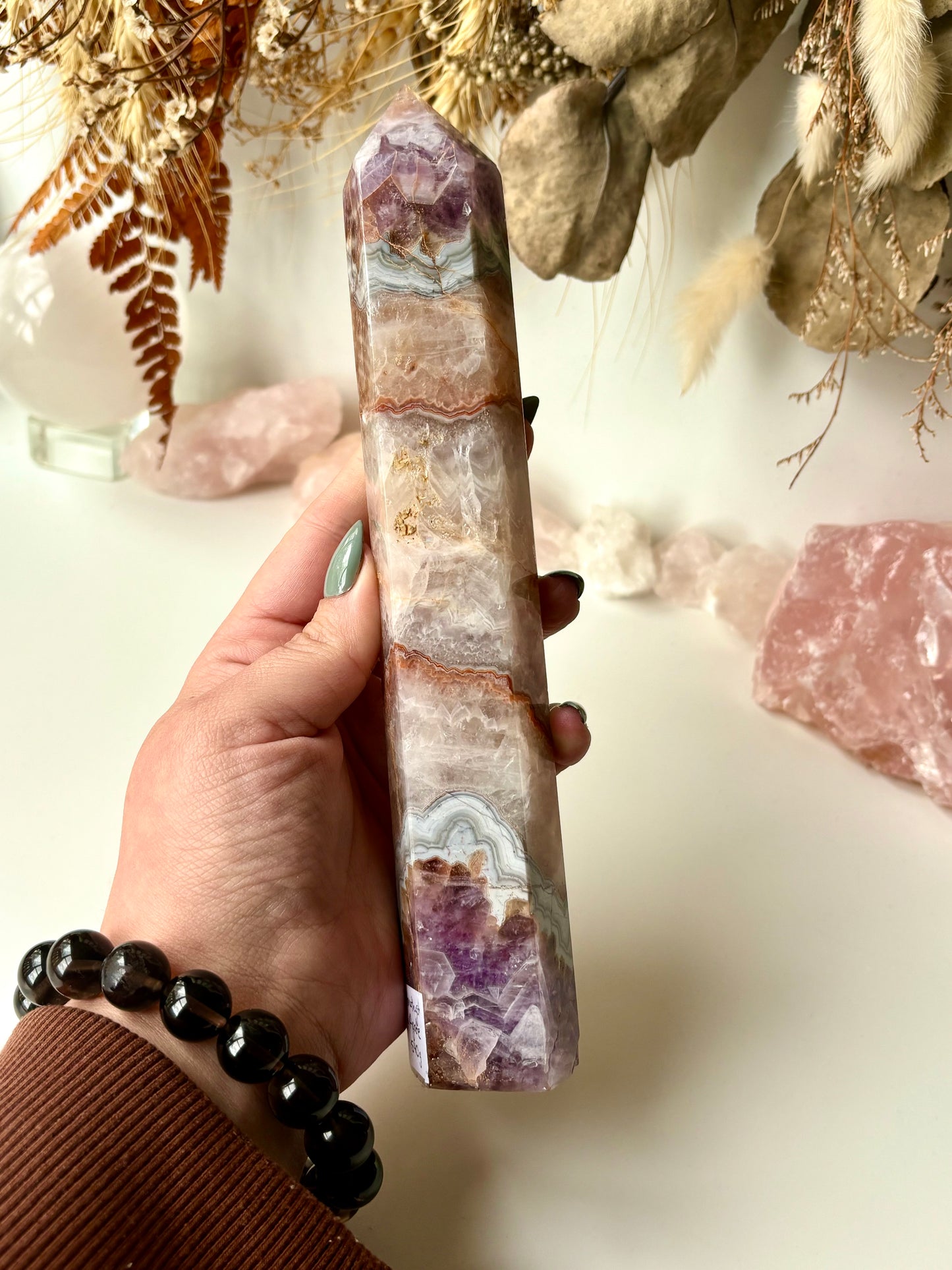 Amethyst, Banded Agate & Quartz Tower