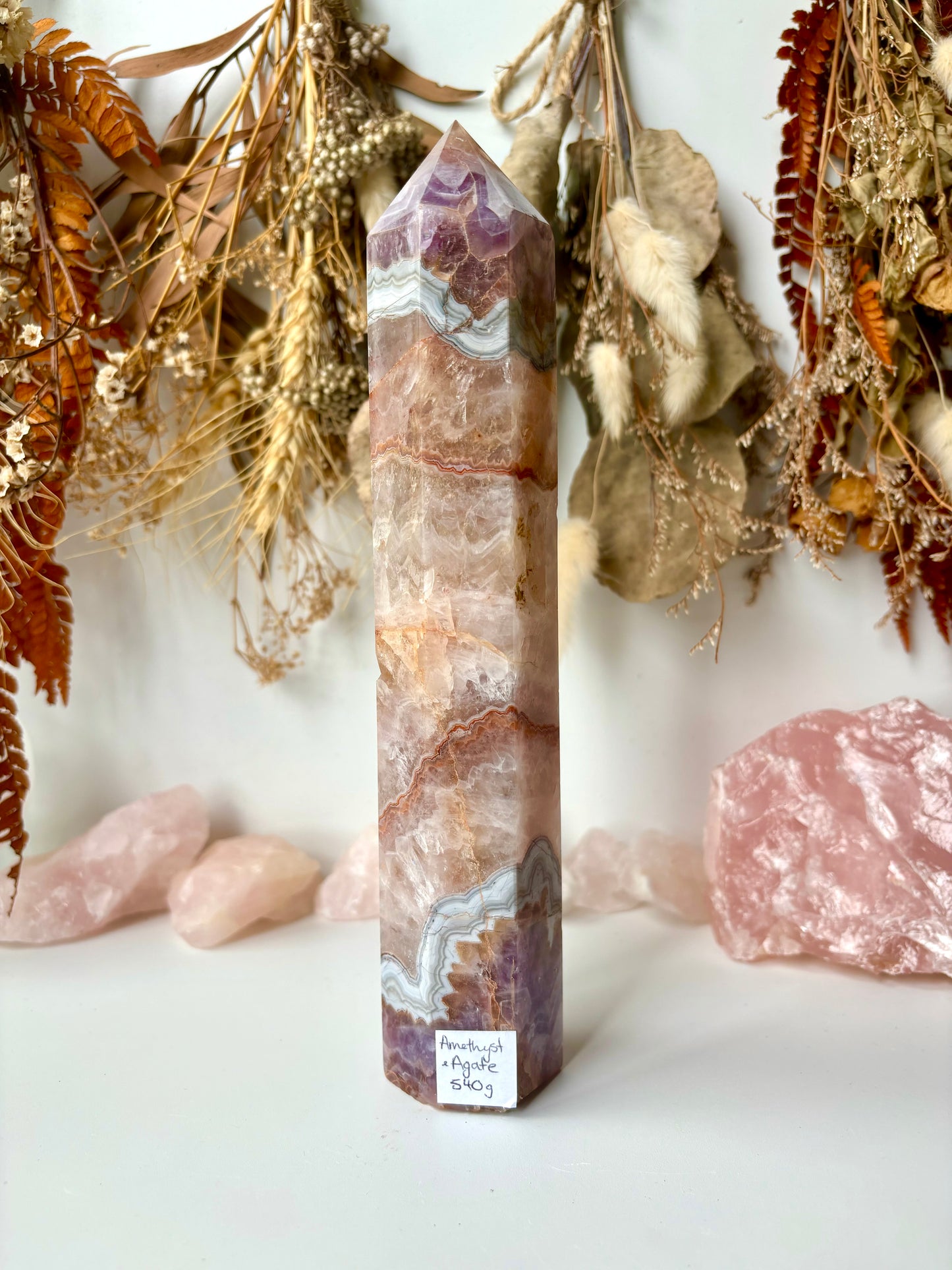 Amethyst, Banded Agate & Quartz Tower