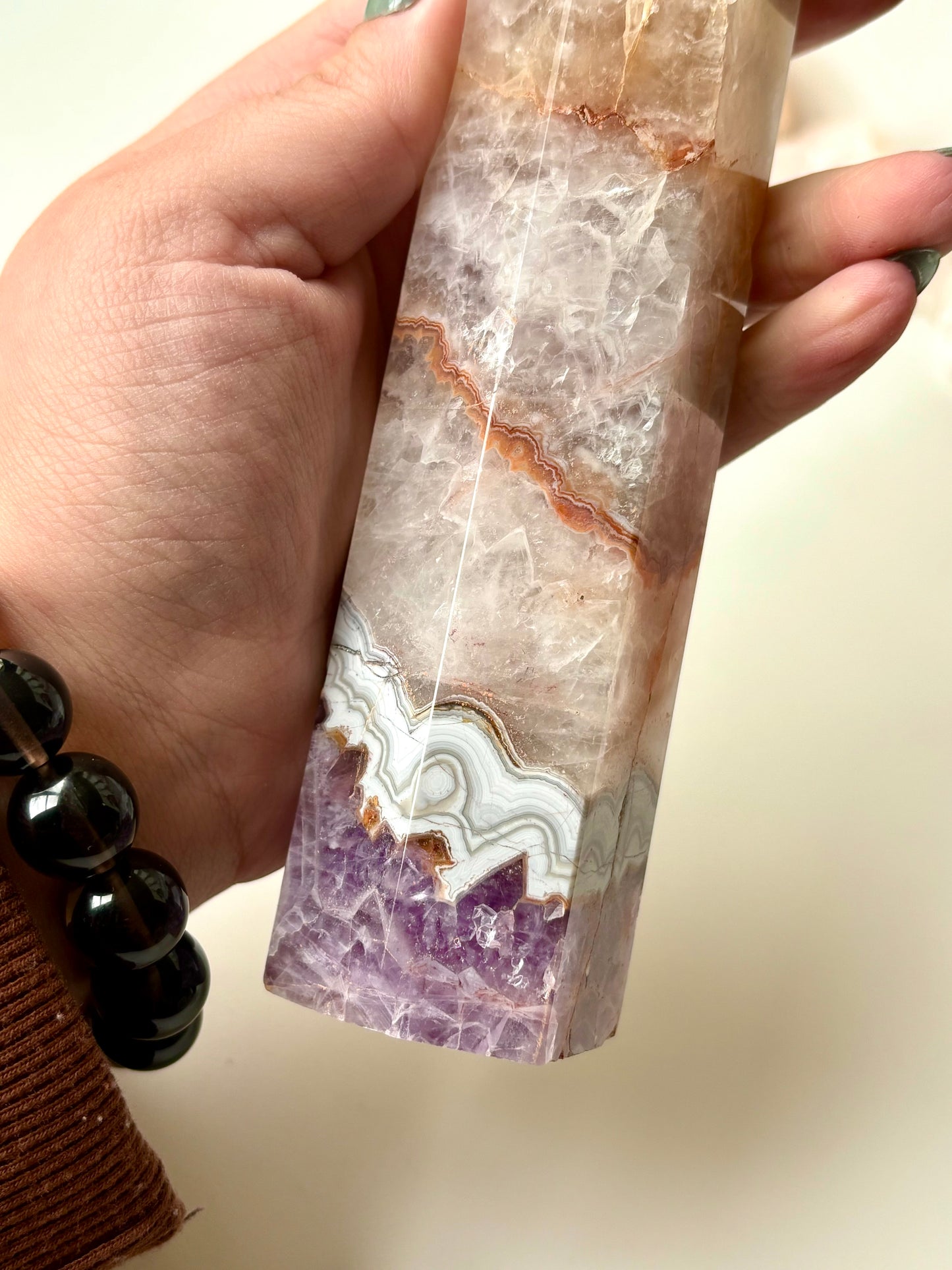 Amethyst, Banded Agate & Quartz Tower