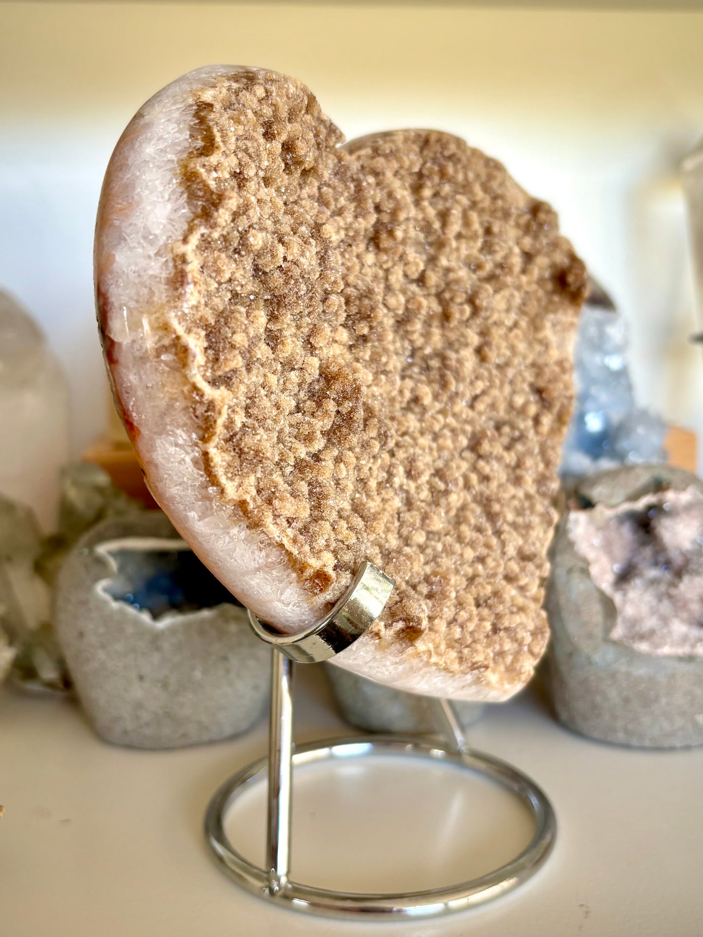 Drusey Citrine-Quartz Heart with stand