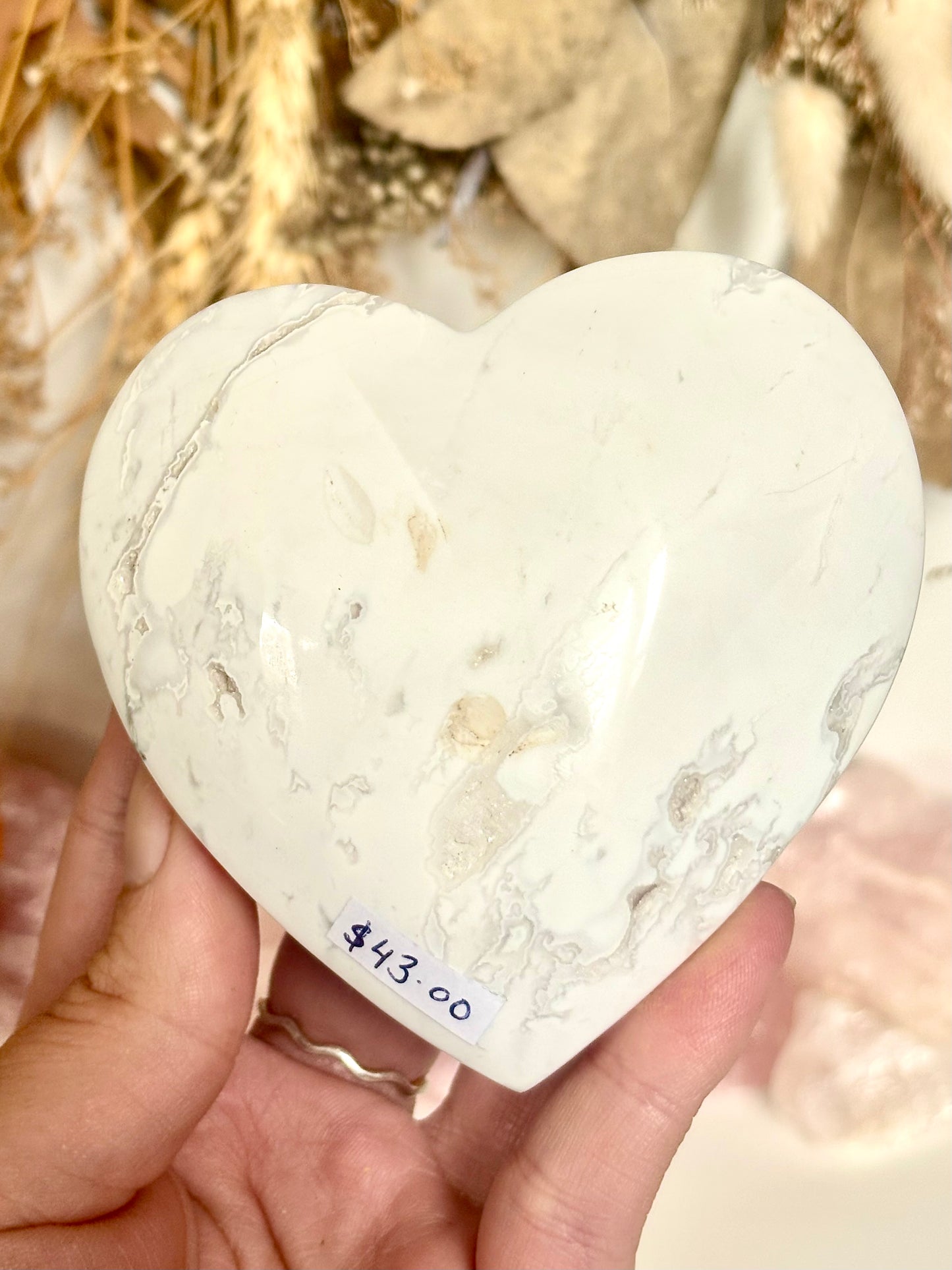 Opaque Plume Agate Heart