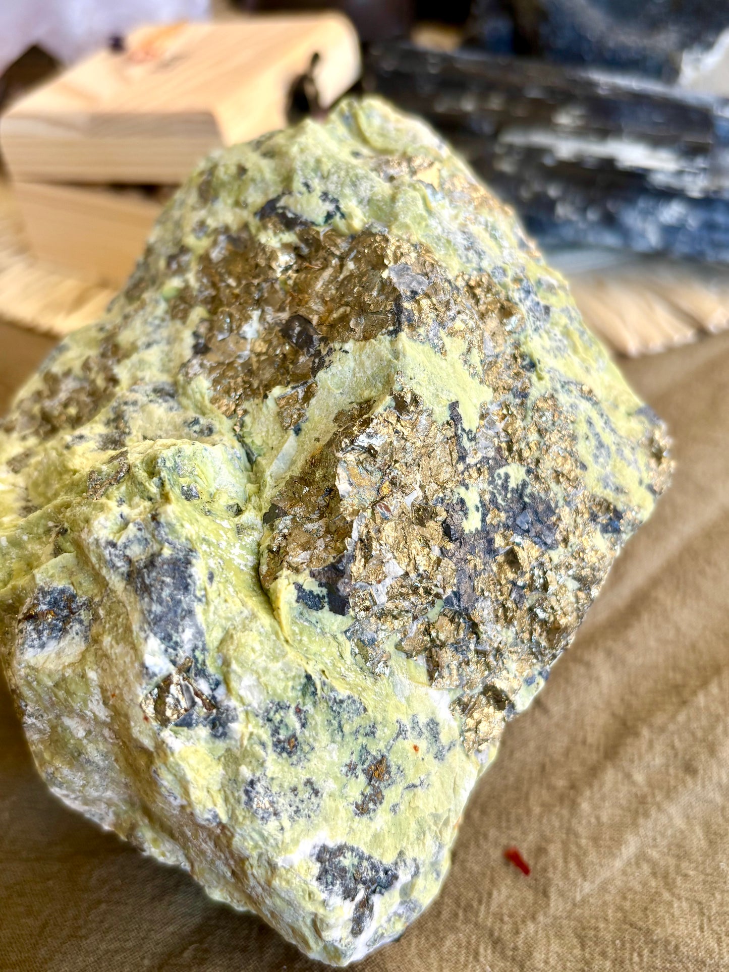 Serpentine with Cubic Pyrite-Large Raw