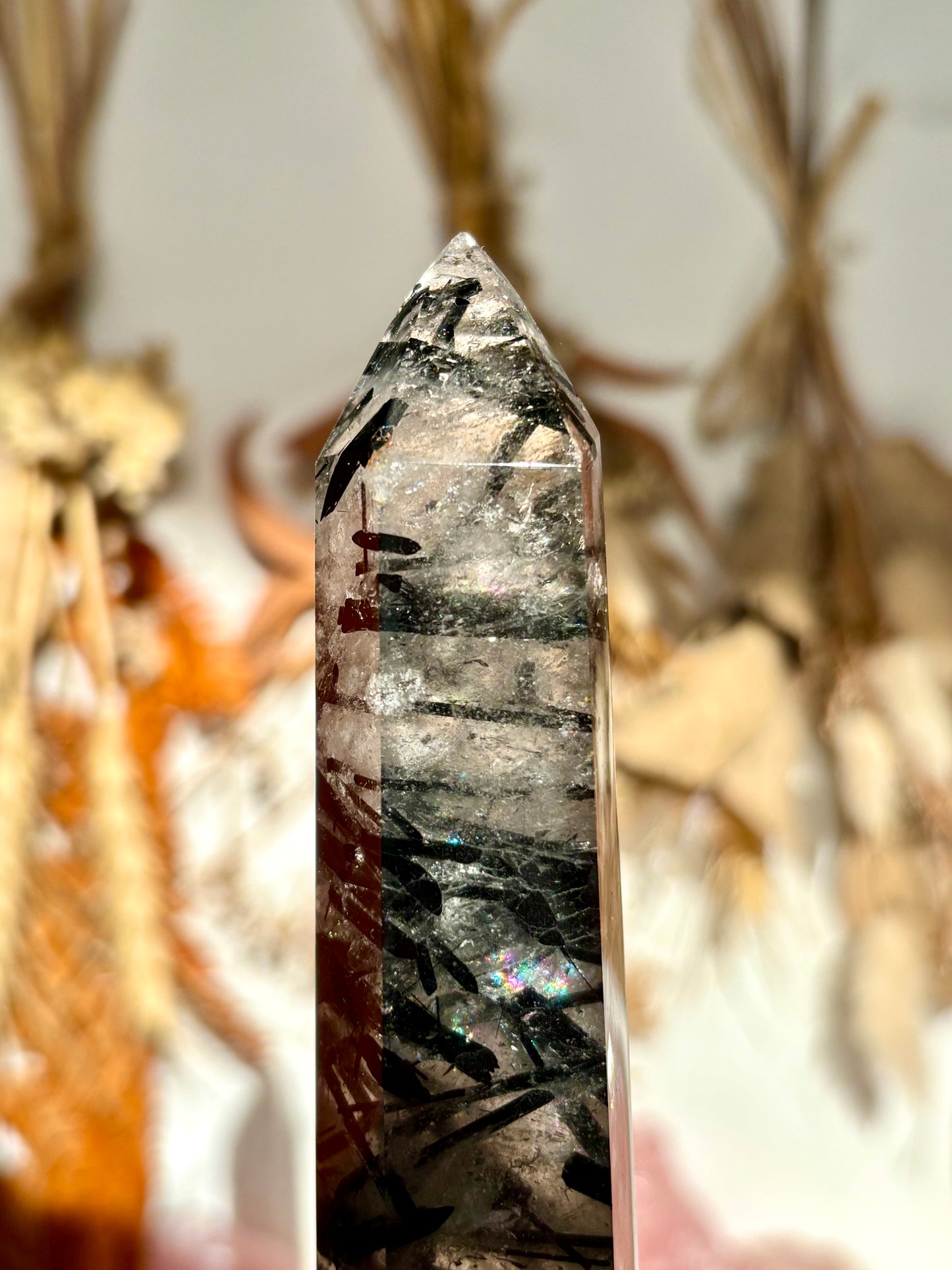 Black Tourmaline in Quartz Tower