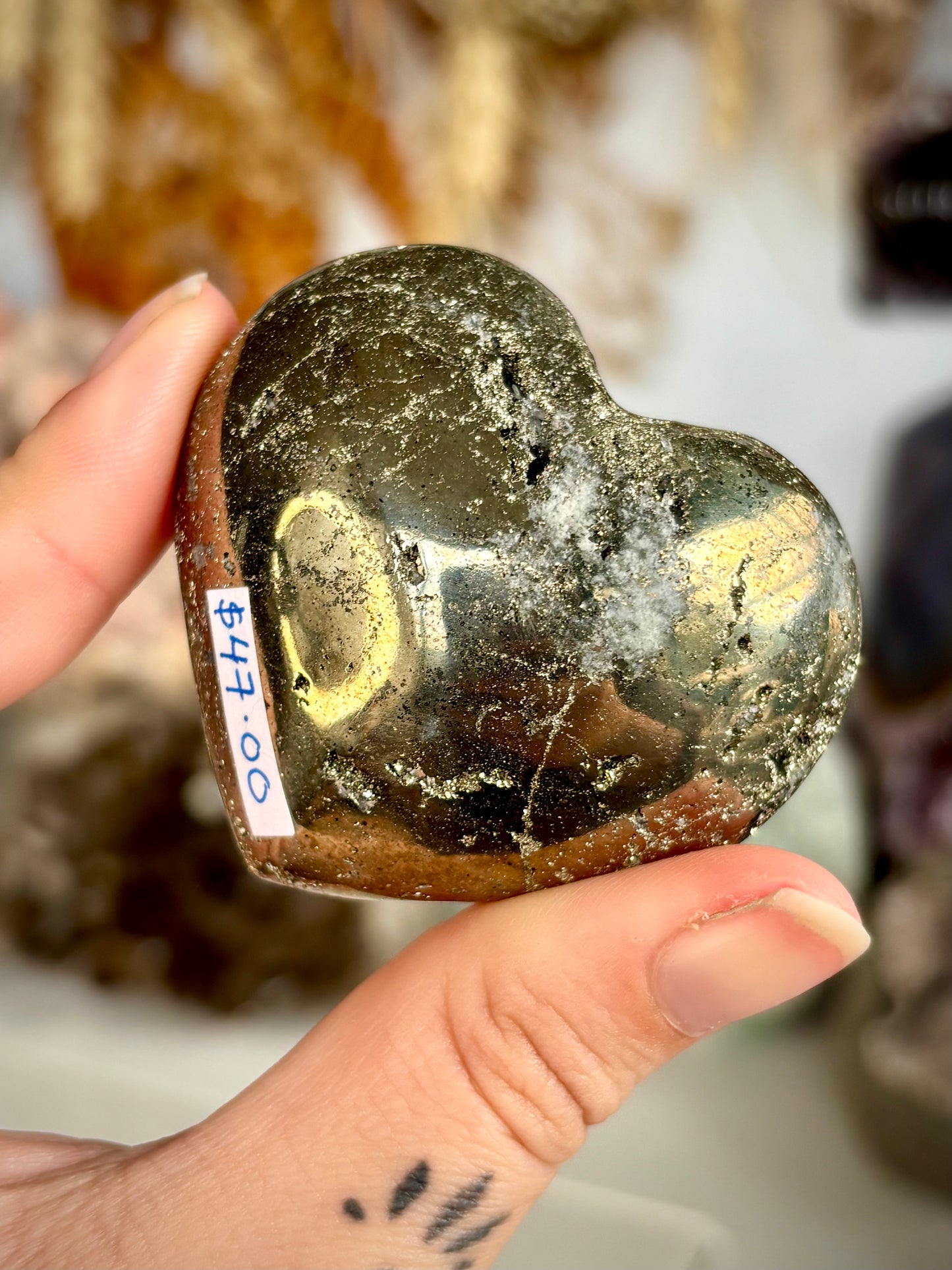 Pyrite Heart with Quartz - Peru