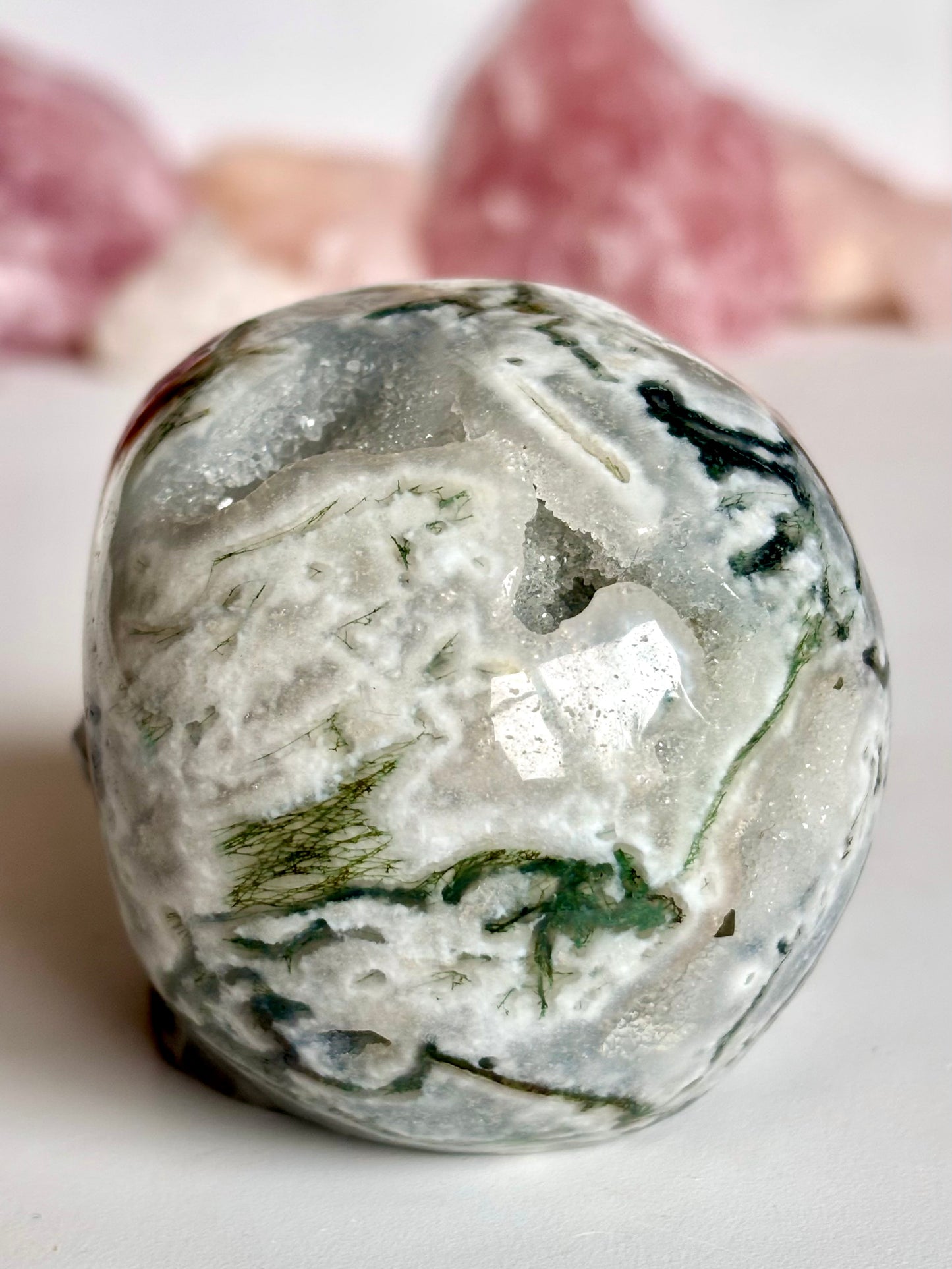 Moss Agate Skull