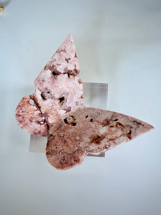 Pink Lace Agate Butterfly - High Grade