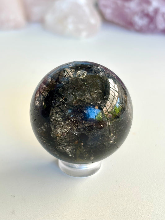 Black Tourmaline in Quartz Sphere