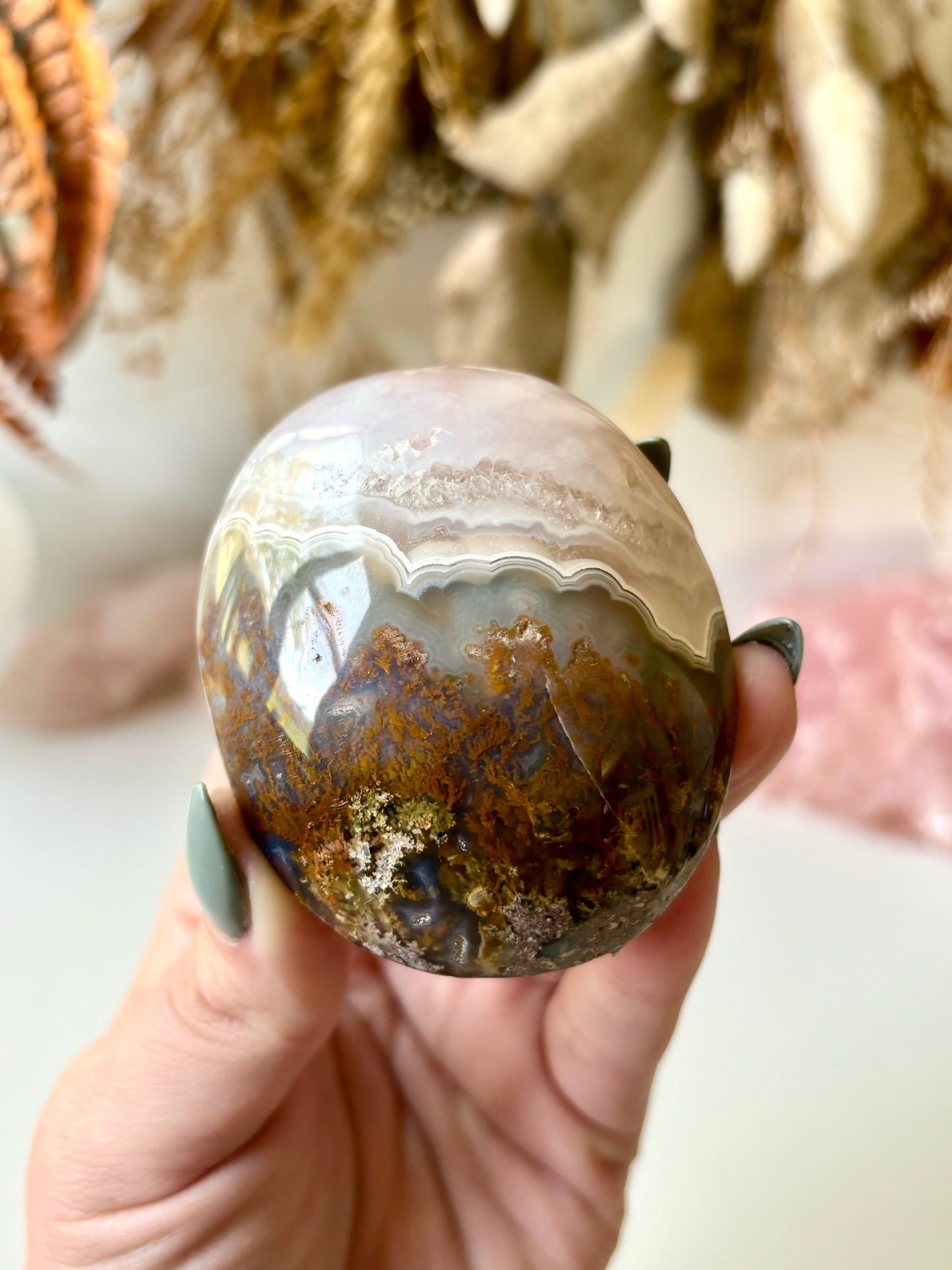 Nebula Agate Palm Stone