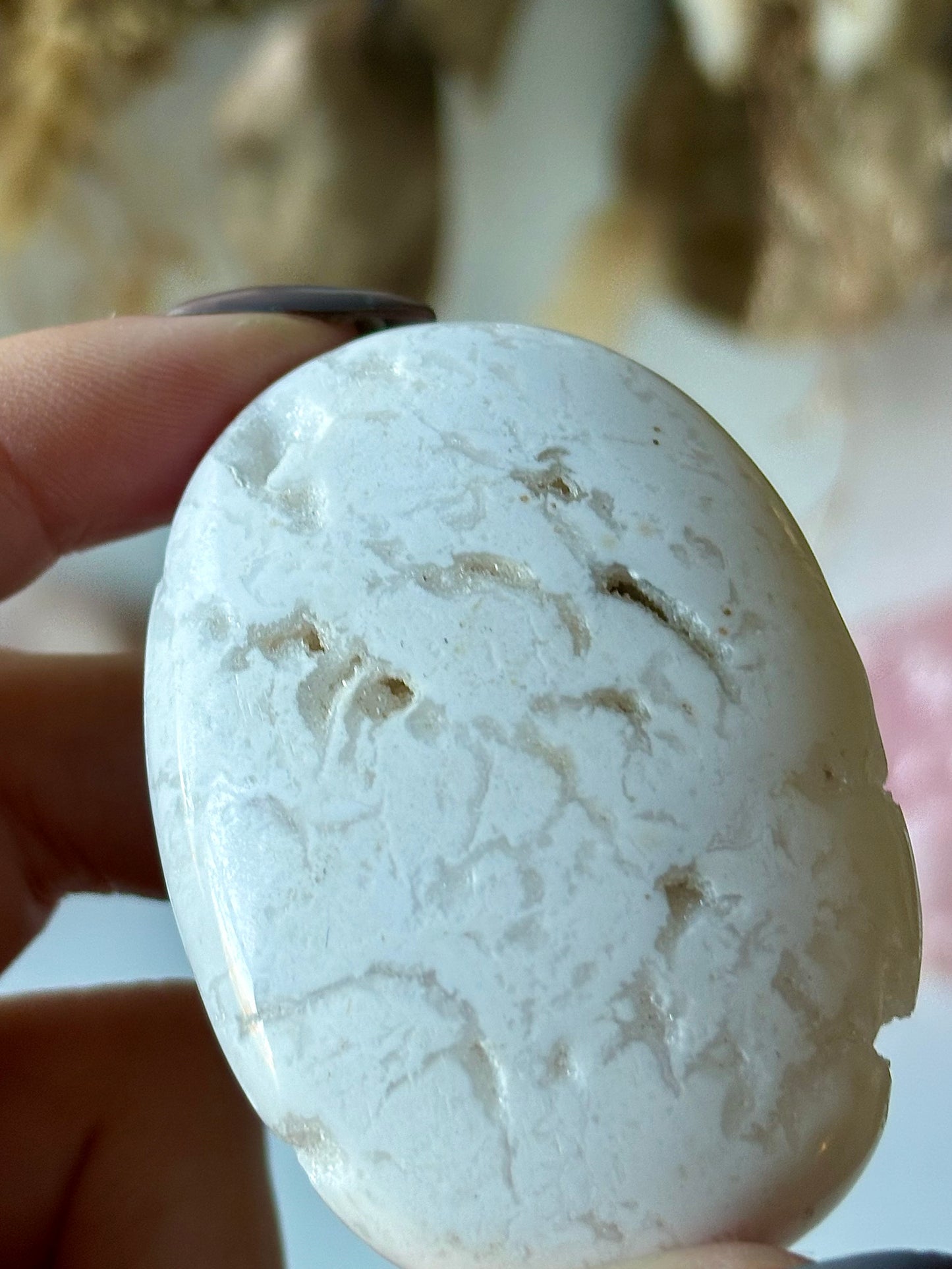 White Plume Agate Palmstone