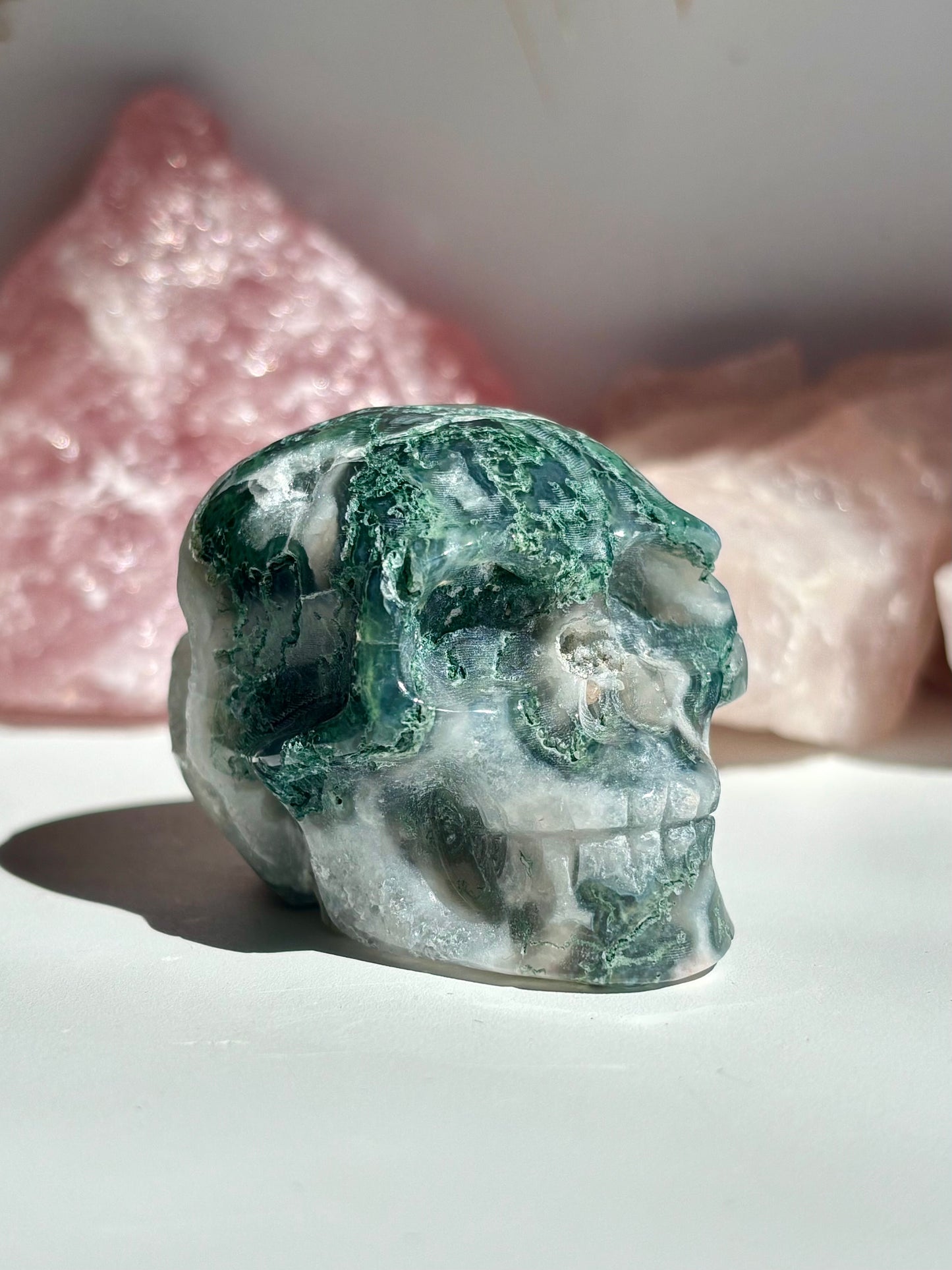 Moss Agate Skull