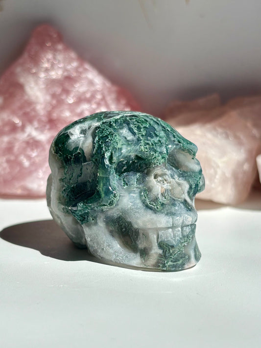 Moss Agate Skull