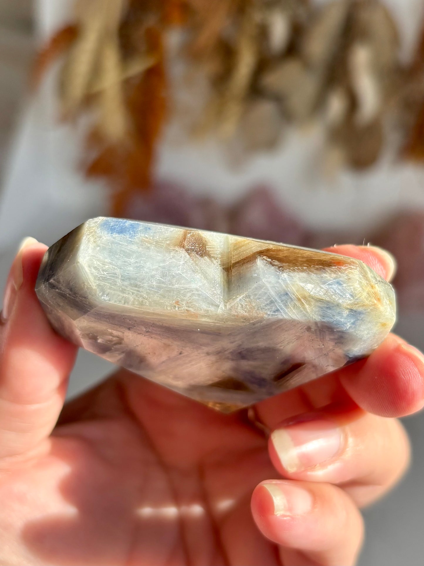Blue Kyanite & Gold Mica Geometric Heart