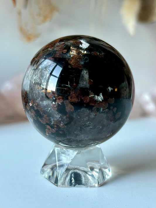 Quartz, Garnet & Green Tourmaline Sphere