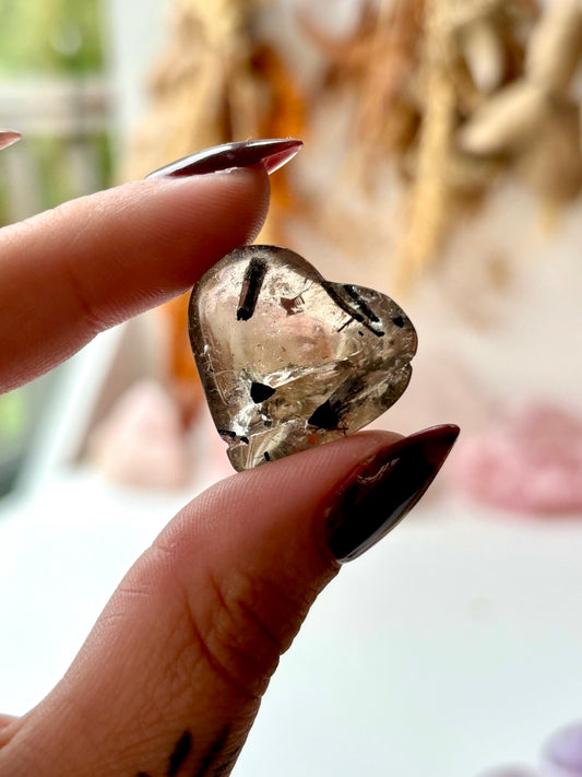 Tourmalinated Smoky Quartz Heart