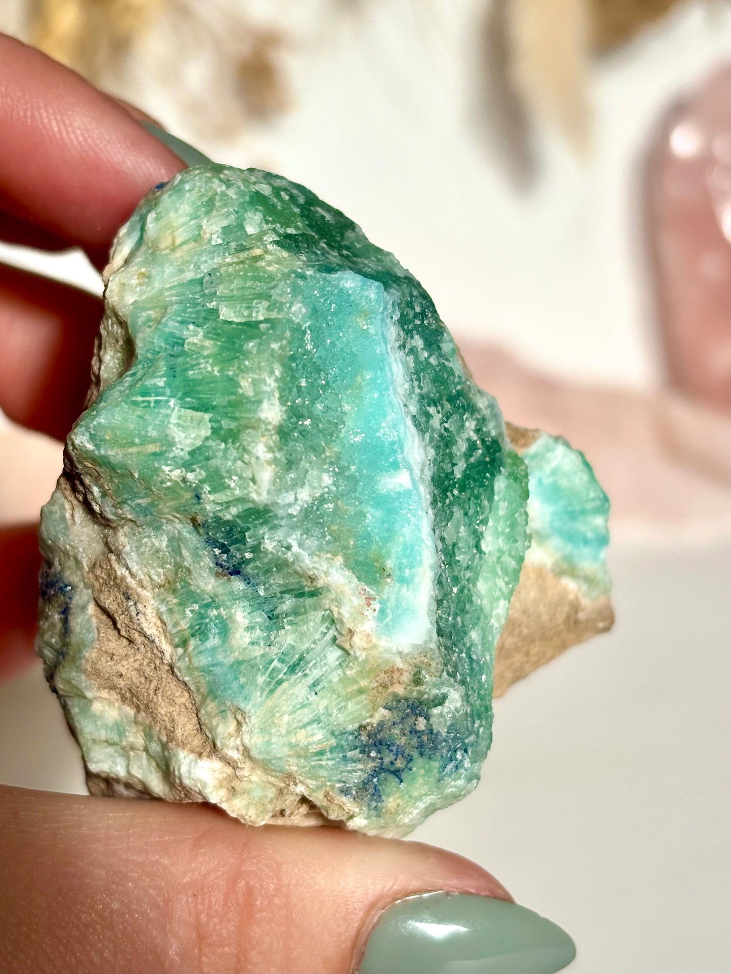 Blue/Green Aragonite with Azurite Raw