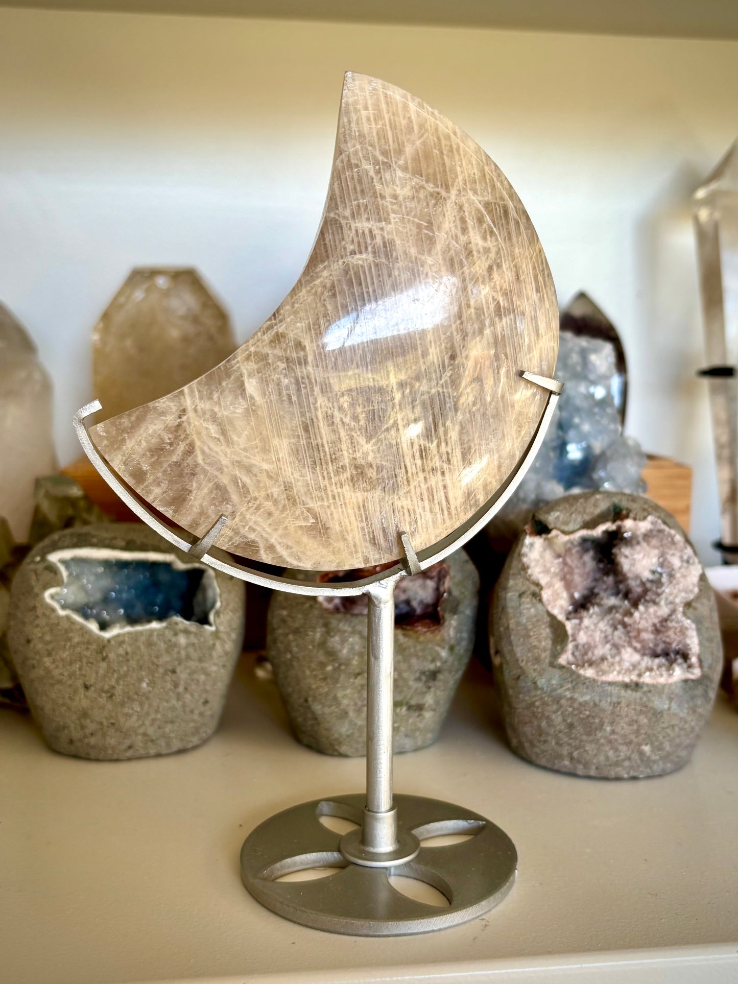 Blue Flash Moonstone Moon & Stand (2)