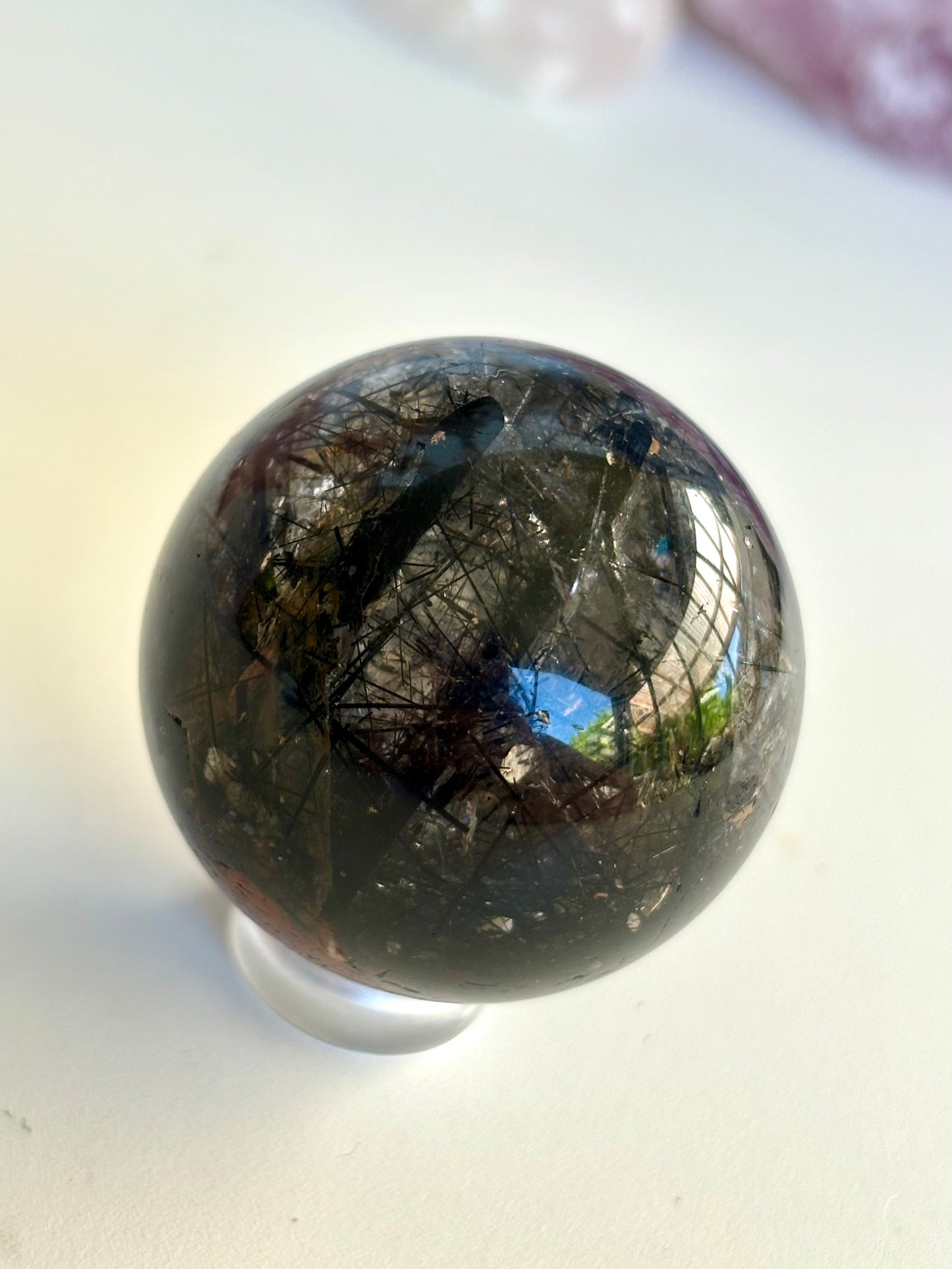 Black Tourmaline in Quartz Sphere