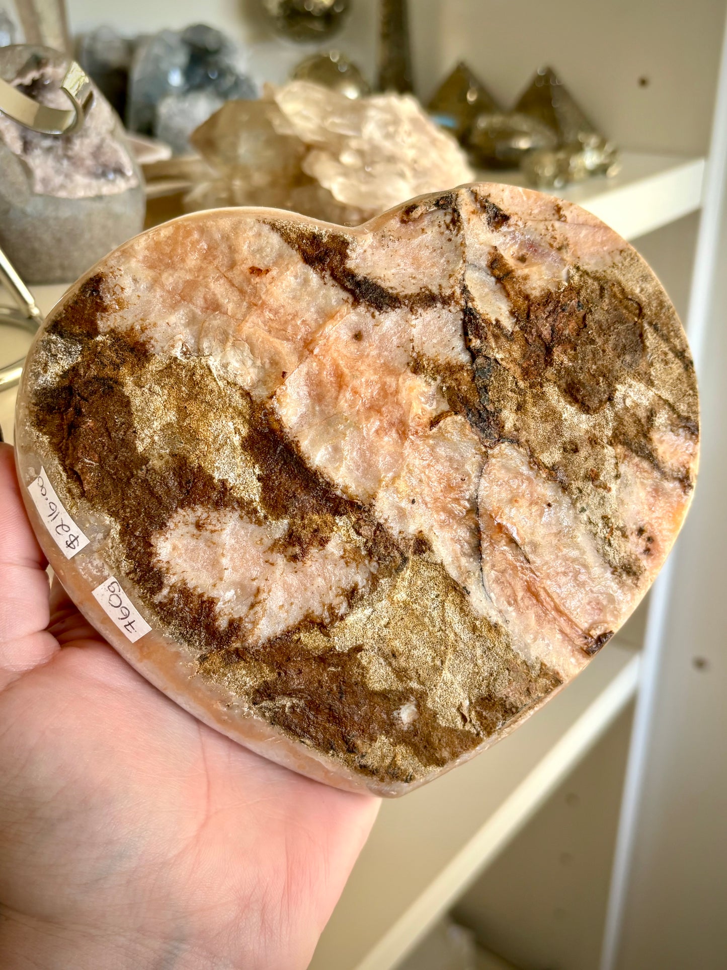 Drusey Citrine-Quartz Heart with stand