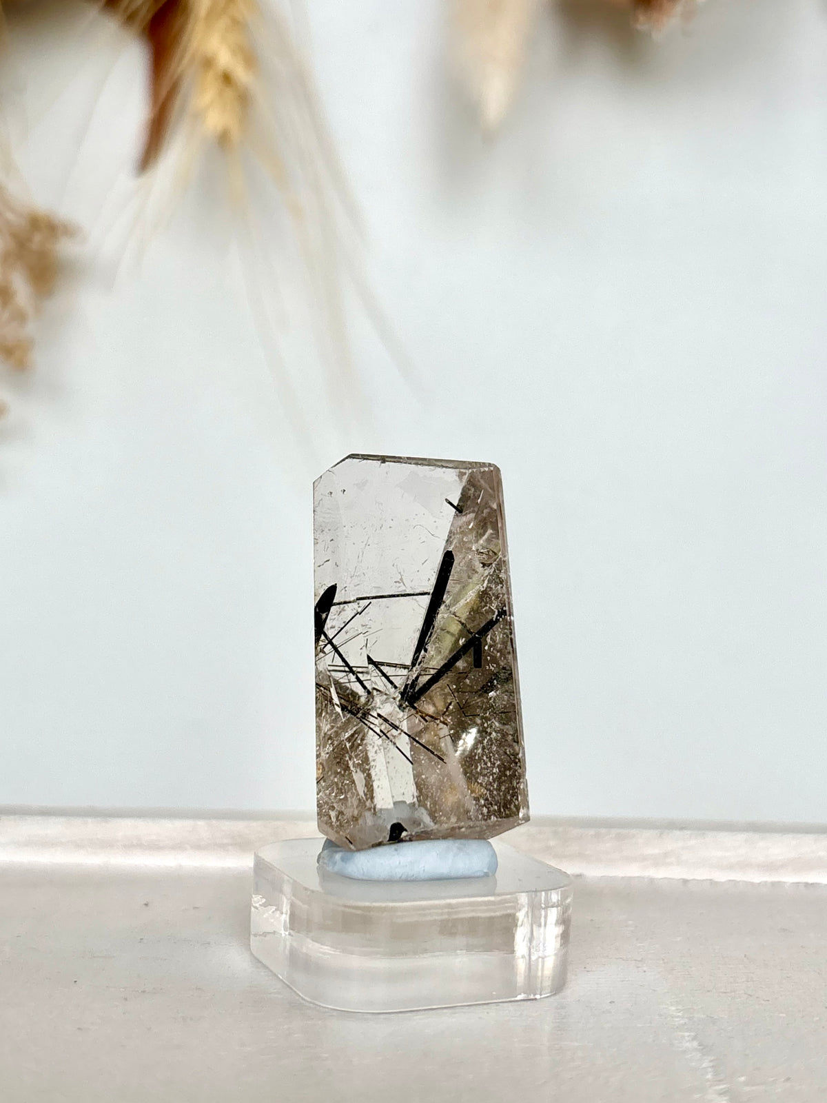 Black Tourmaline in Quartz Polished Freeform with stand (2)