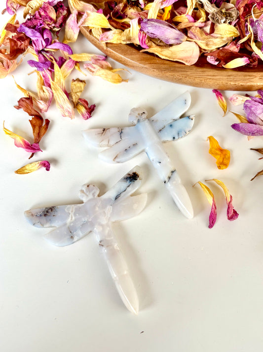 Dendritic Snow Agate Dragonfly