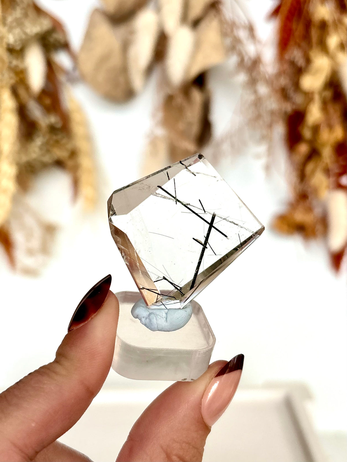 Black Tourmaline in Quartz Polished Freeform with stand (4)