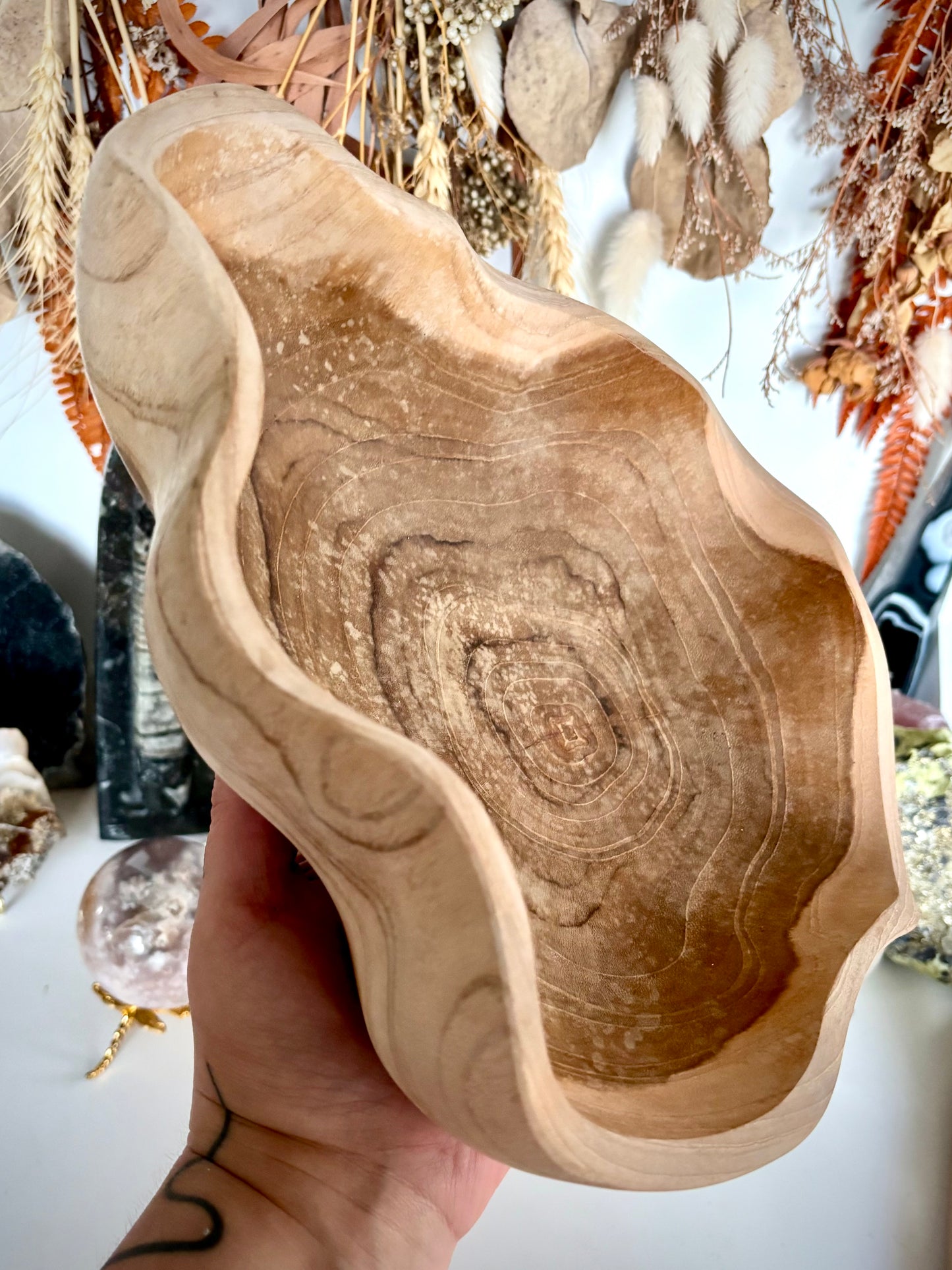 Large Waves Wood Bowl - Bali