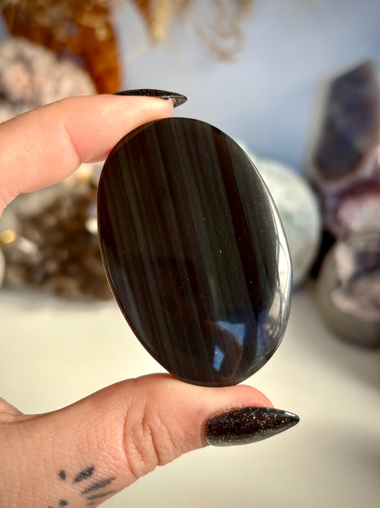 Midnight Lace Obsidian Palm Stone