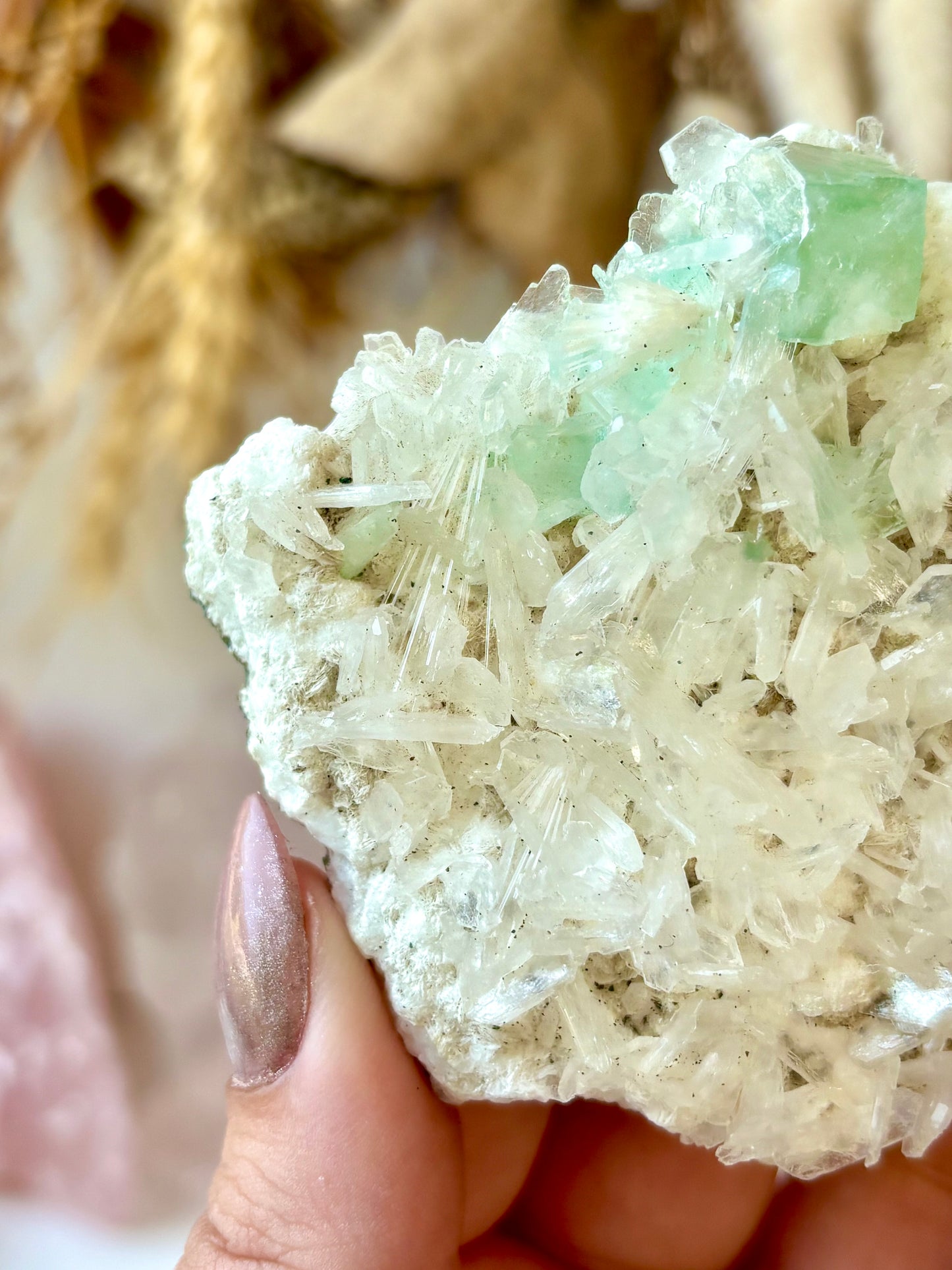 Fluorite Cubes on Scolecite