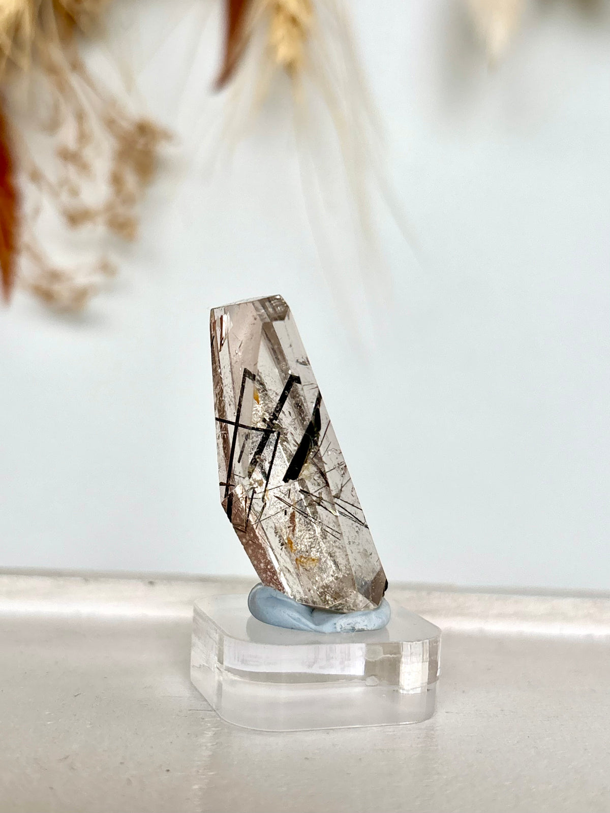 Black Tourmaline in Quartz Polished Freeform with stand (2)