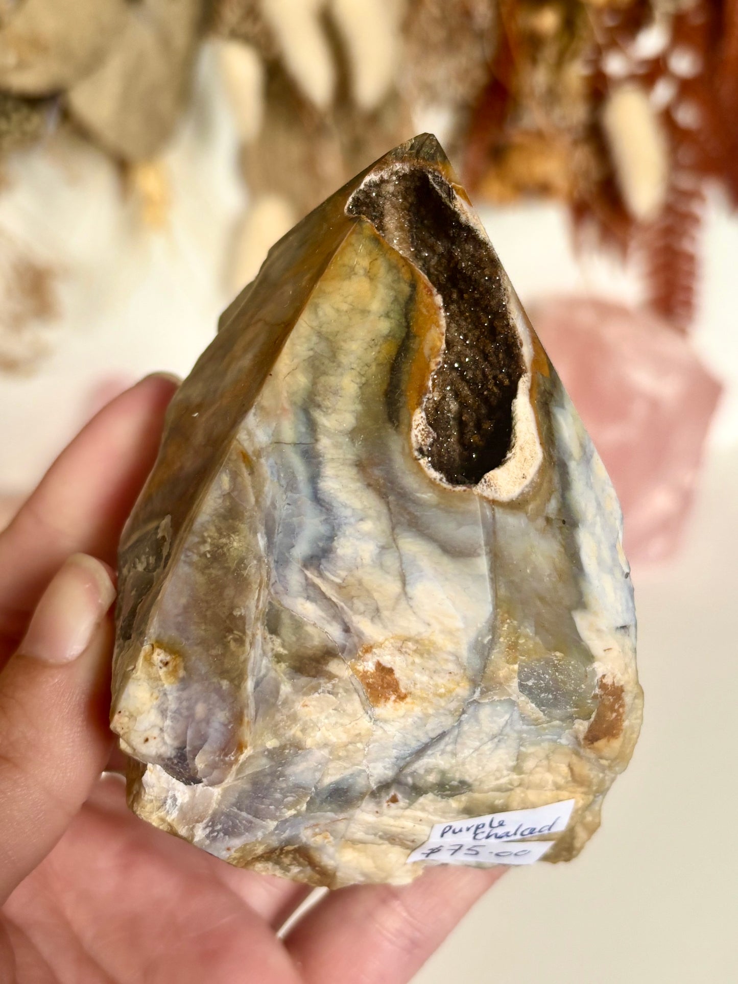 Opaque Purple Chalcedony Cut Base