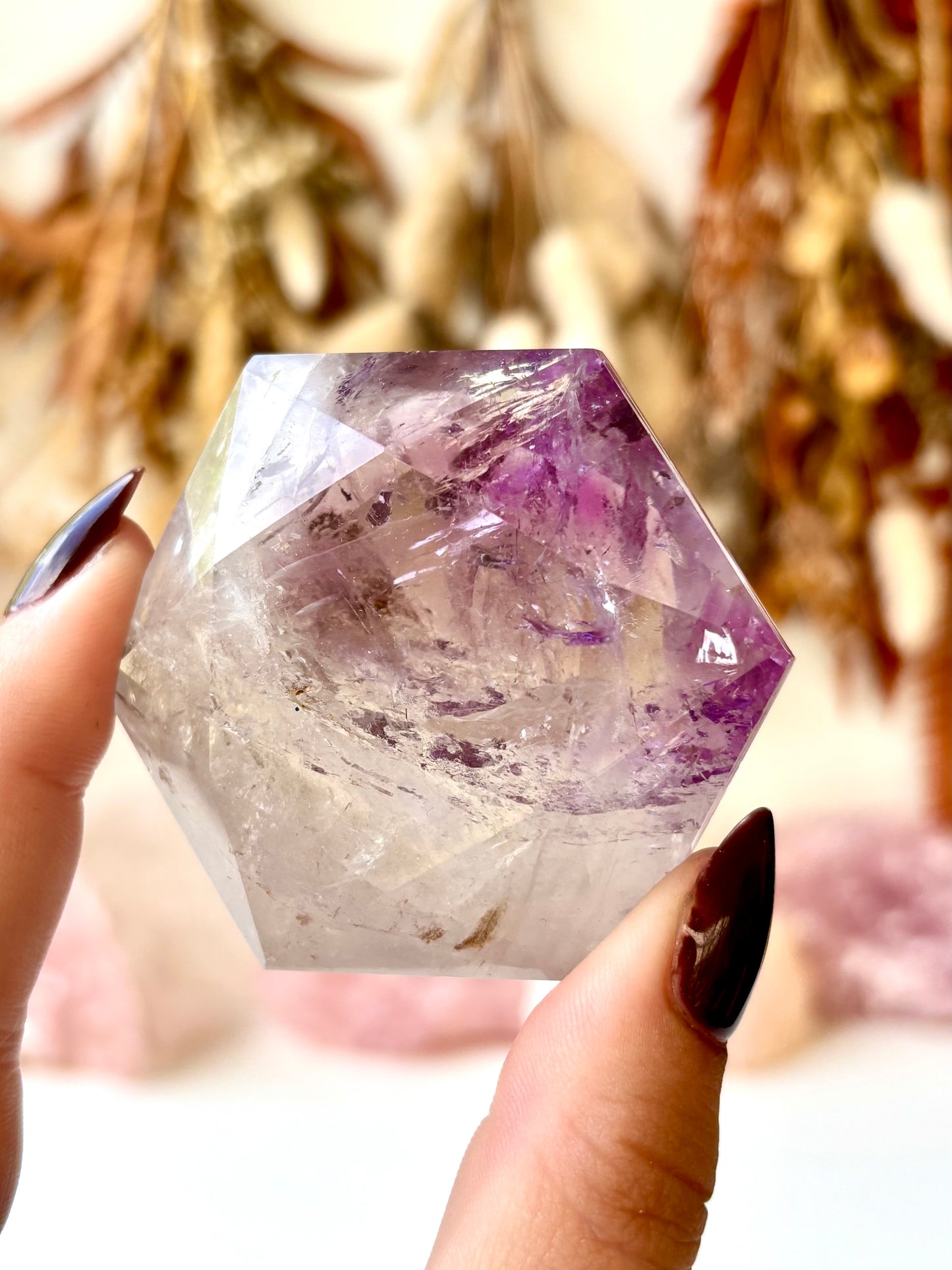 Amethyst Faceted Hexagon