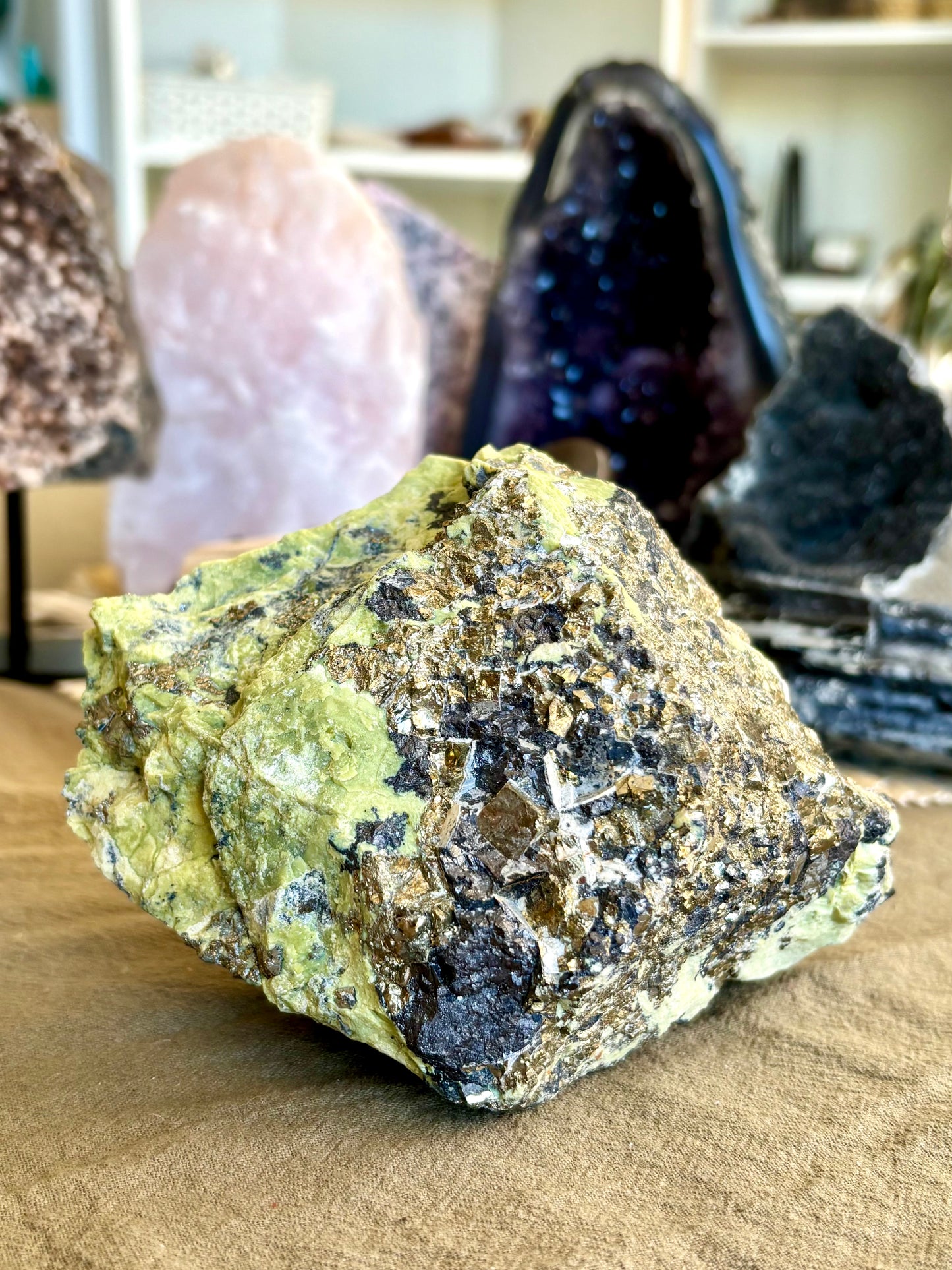 Serpentine with Cubic Pyrite-Large Raw