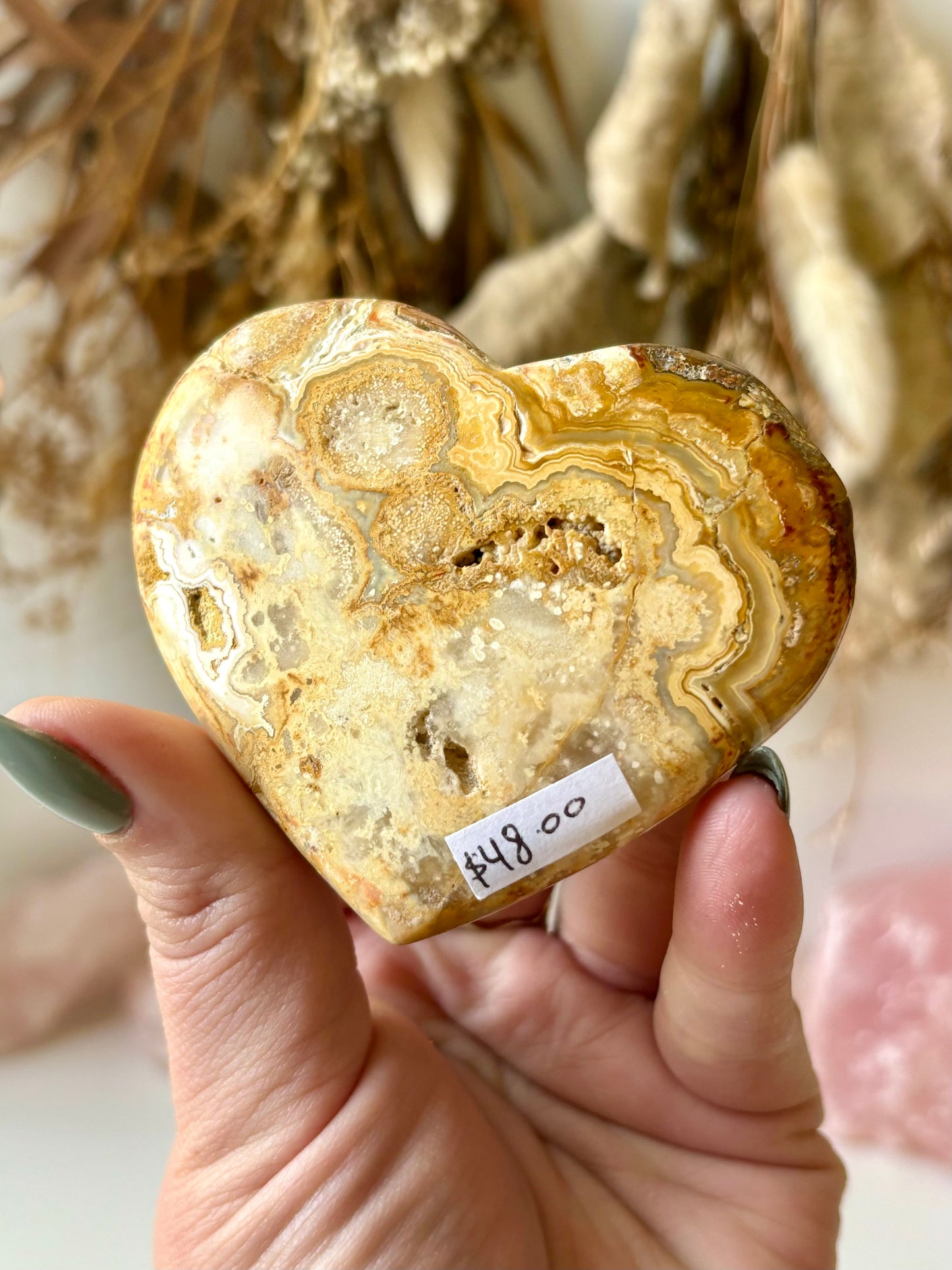 Golden Lace Agate Heart (A)