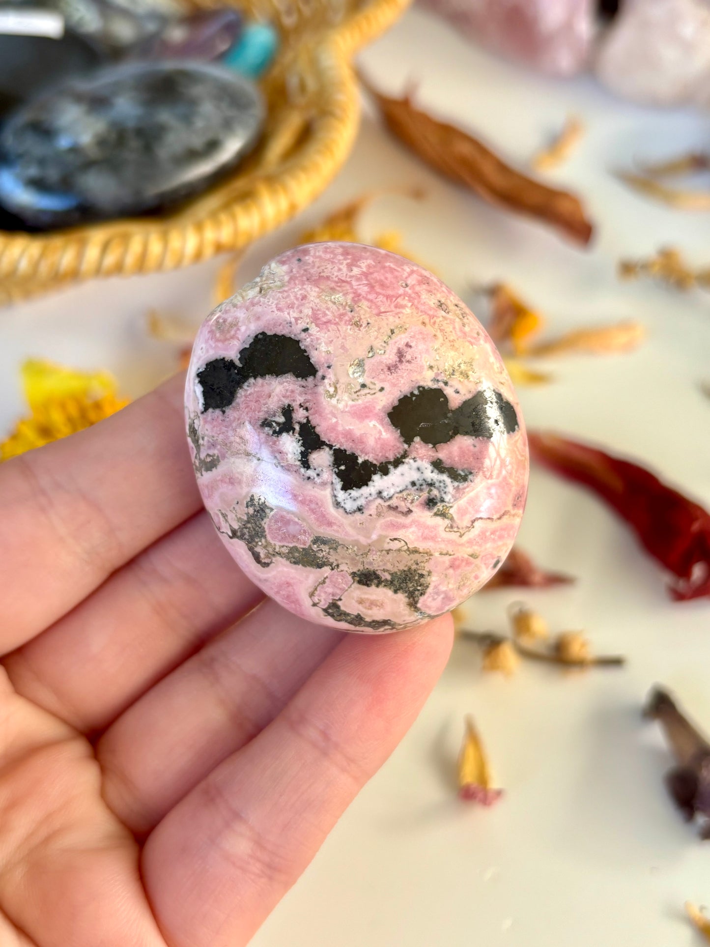 Peruvian Rhodonite Palm Stone