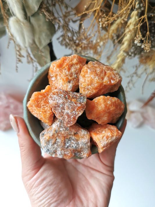 Orange Orcid Calcite Raw (Mexico)