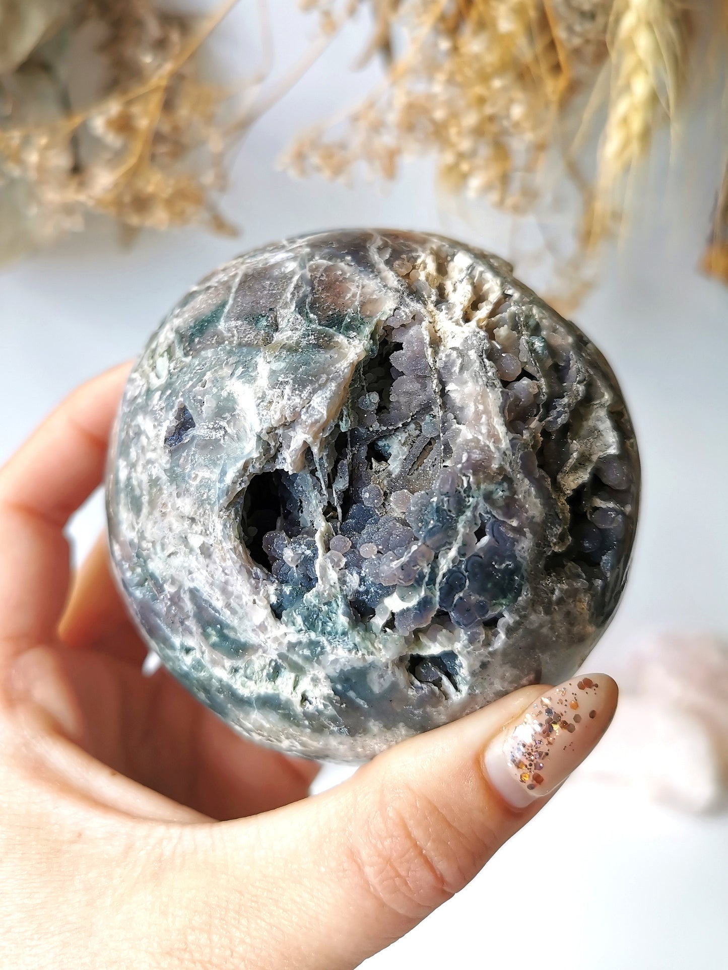 Grape Agate Sphere & stand