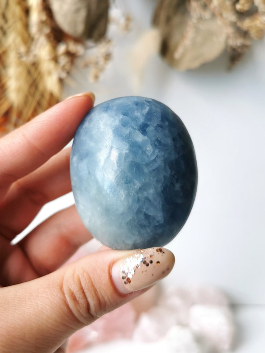 Blue Calcite Palm stone (C)