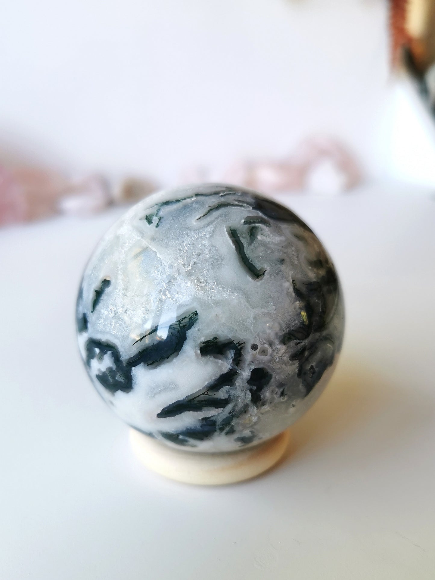 Crystalline Moss Agate Sphere