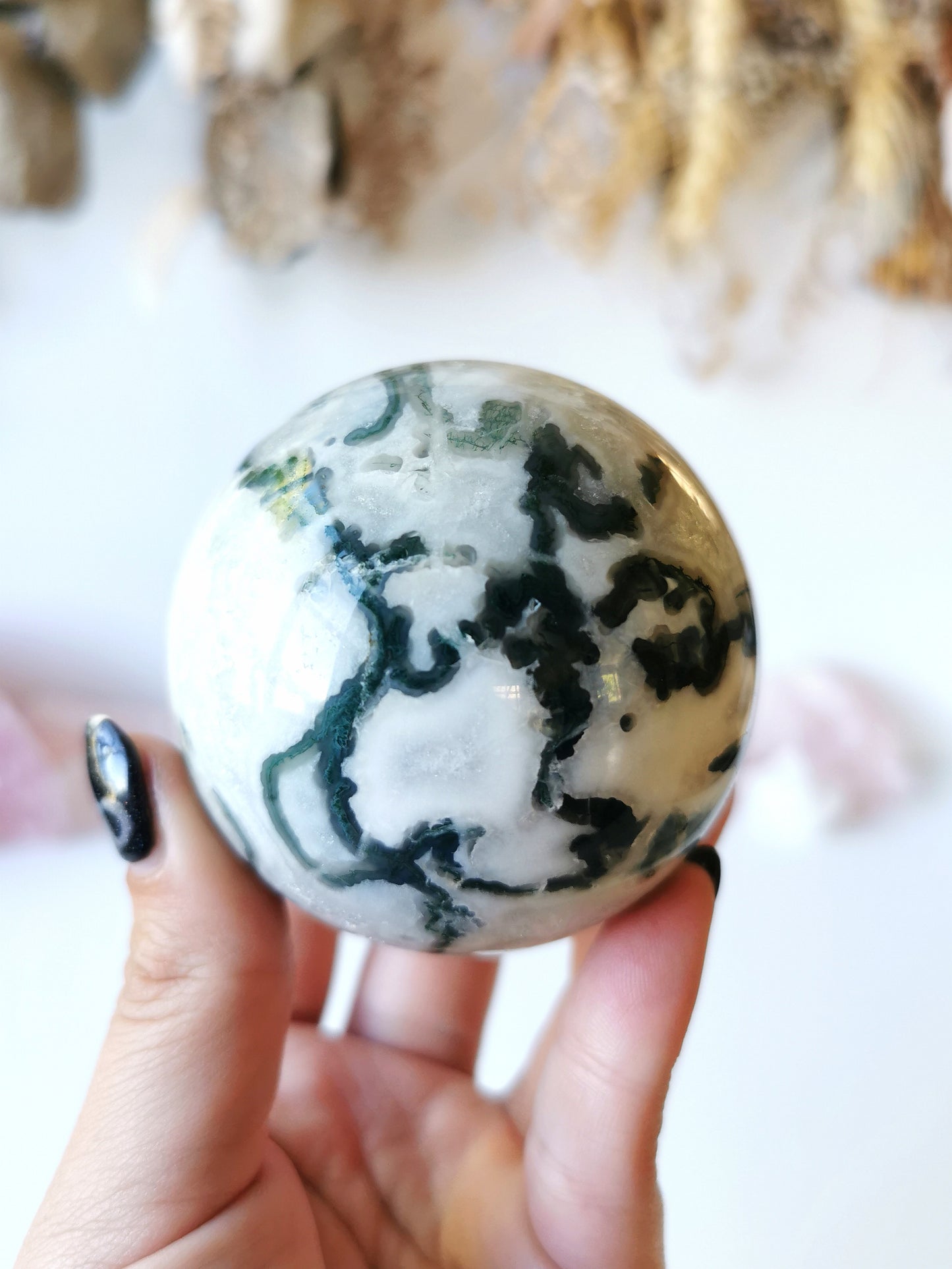 Crystalline Moss Agate Sphere