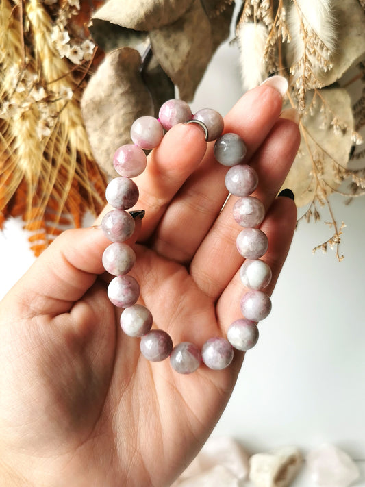 Pink Tourmaline in Quartz Bracelet