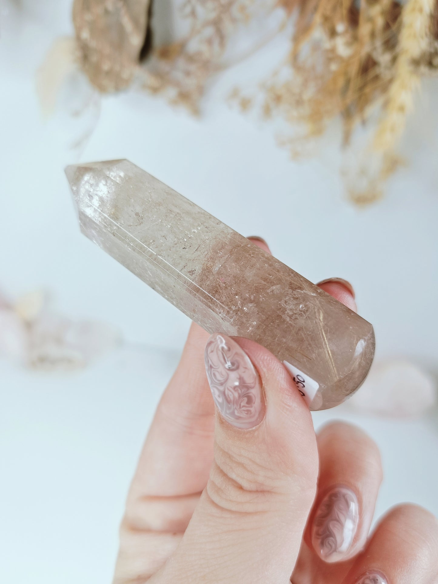 Golden Rutile in Light Smokey Quartz Wand