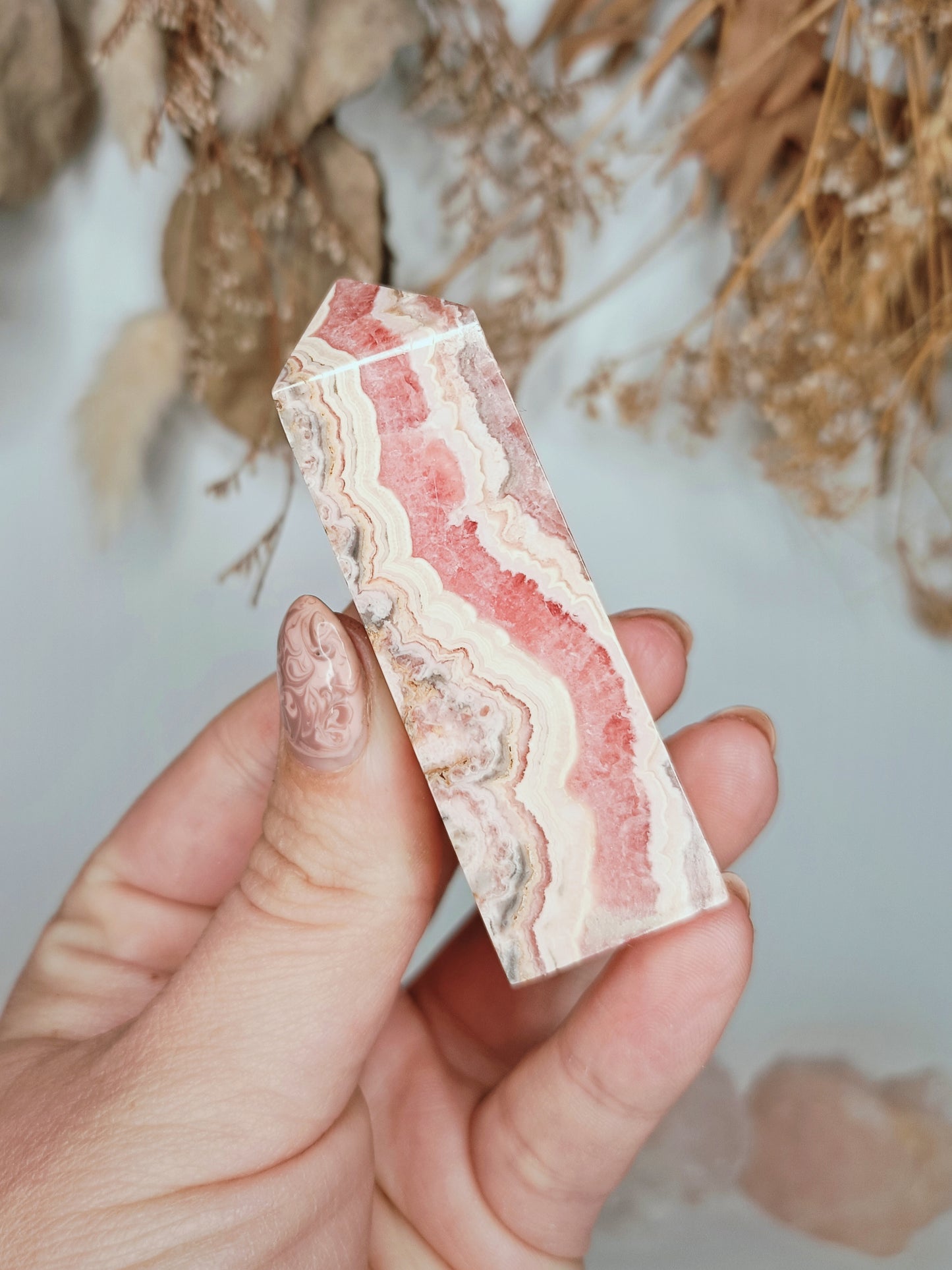 Banded Rhodochrosite Point