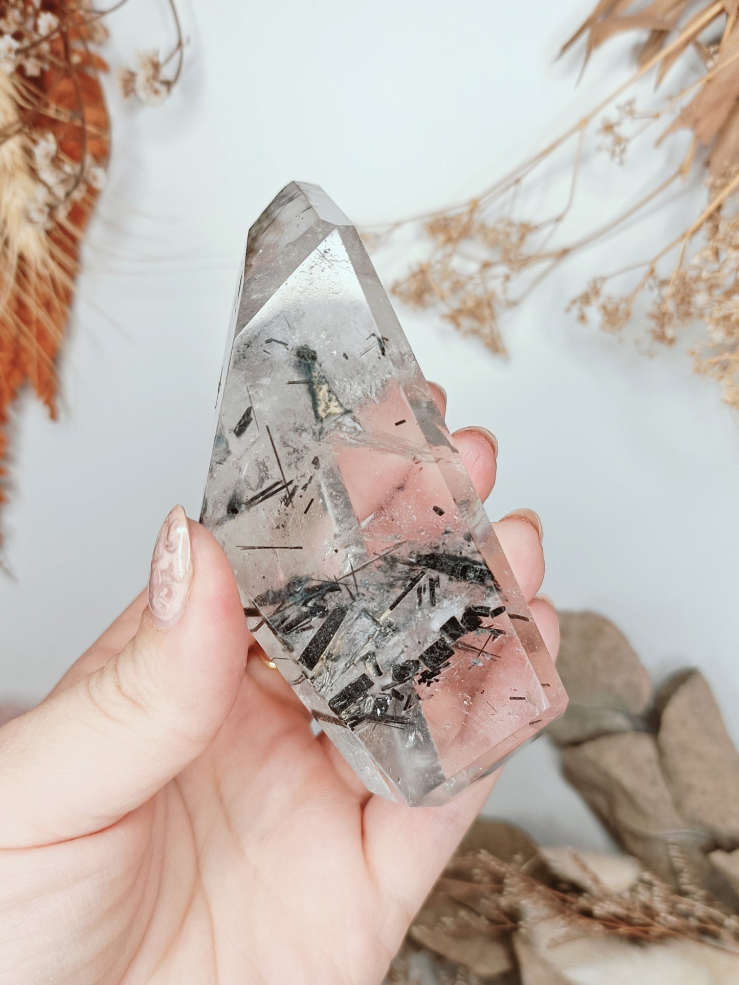 Black Tourmaline in Quartz Freeform